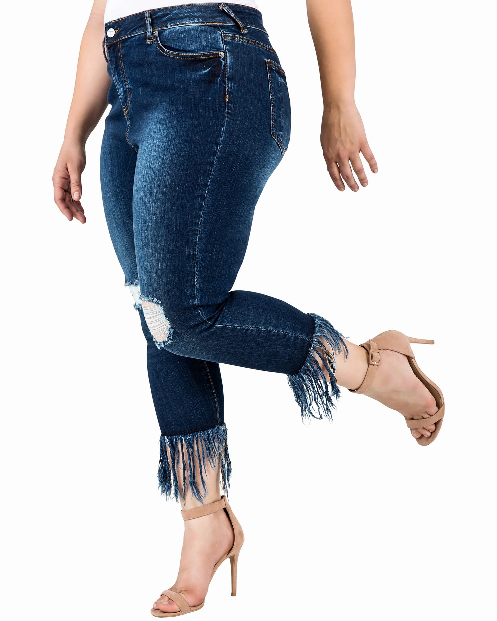 Eco Friendly Night Out Gabriella Raw Hem Ankle Jeans | Blue