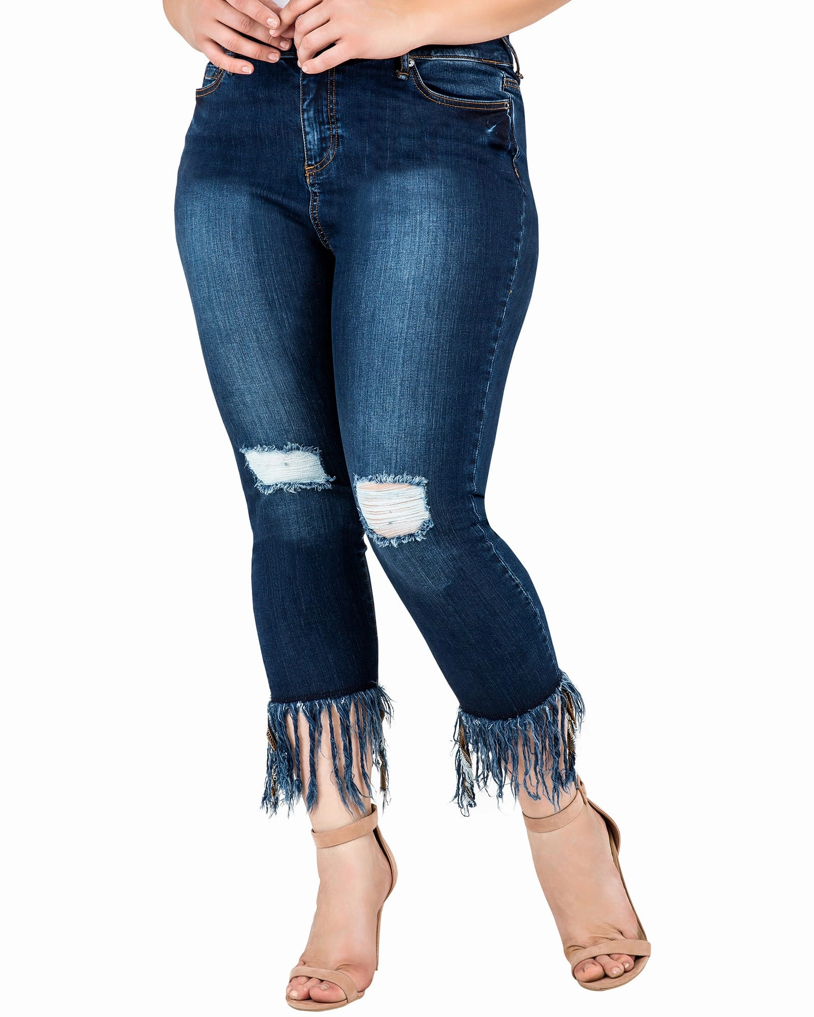 Gabriella Raw Hem Ankle Jeans | Blue Anti Fade Technology Versatile Wear