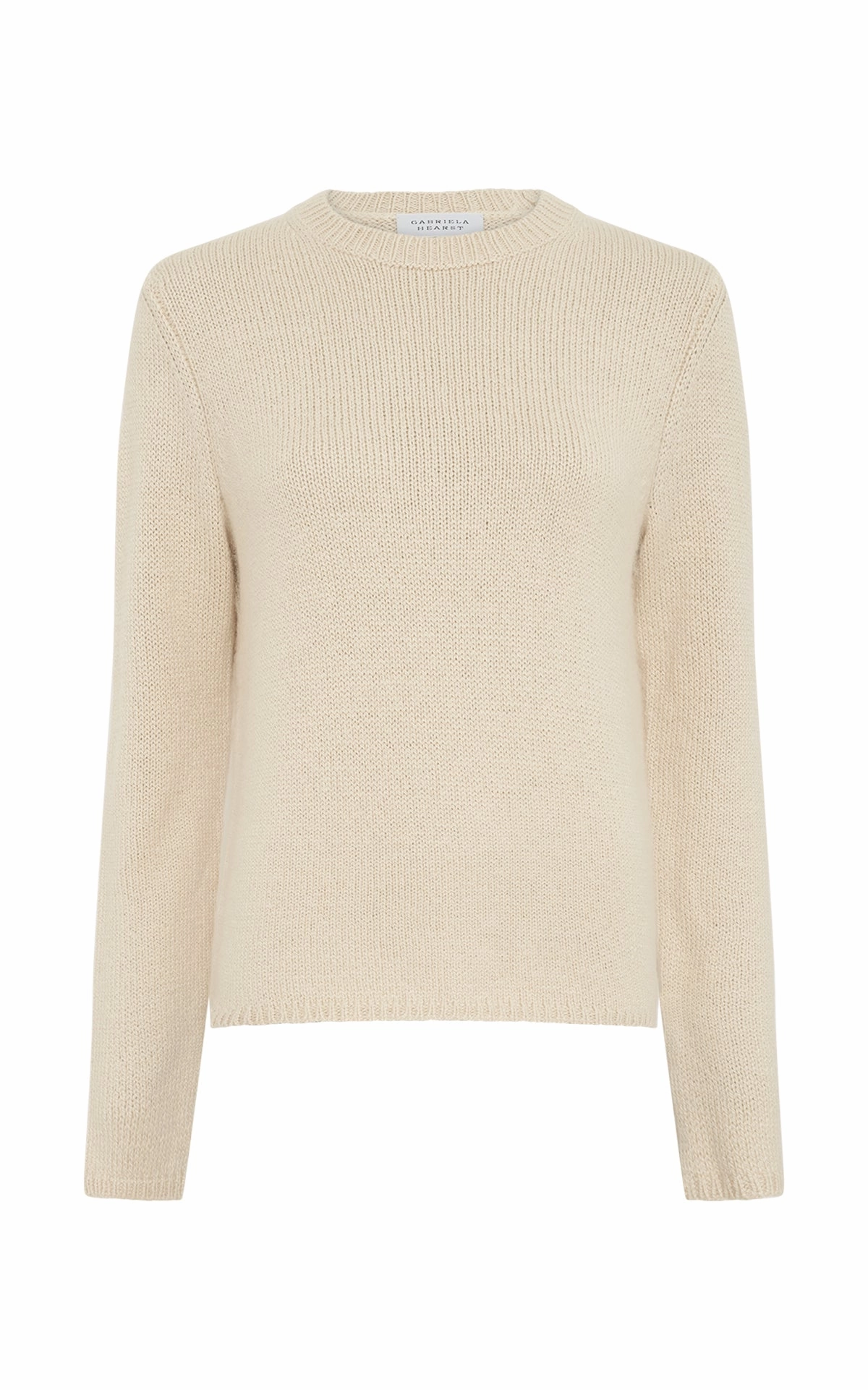Titus Knit Sweater in Ivory Cashmere Tubular Knit Structure Overlock Edge Finish