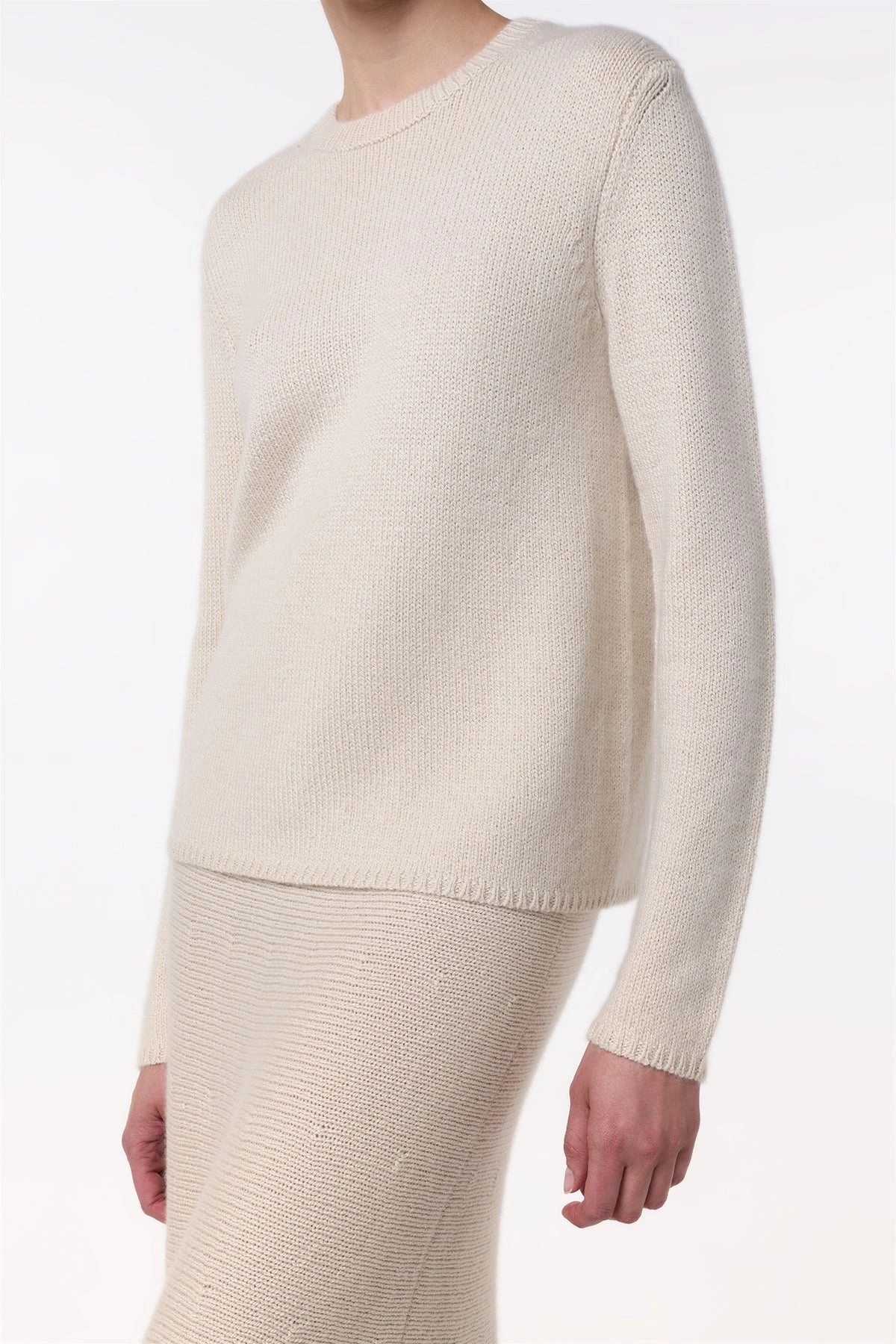 Titus Knit Sweater in Ivory Cashmere Minimal Comforted Weekend Style