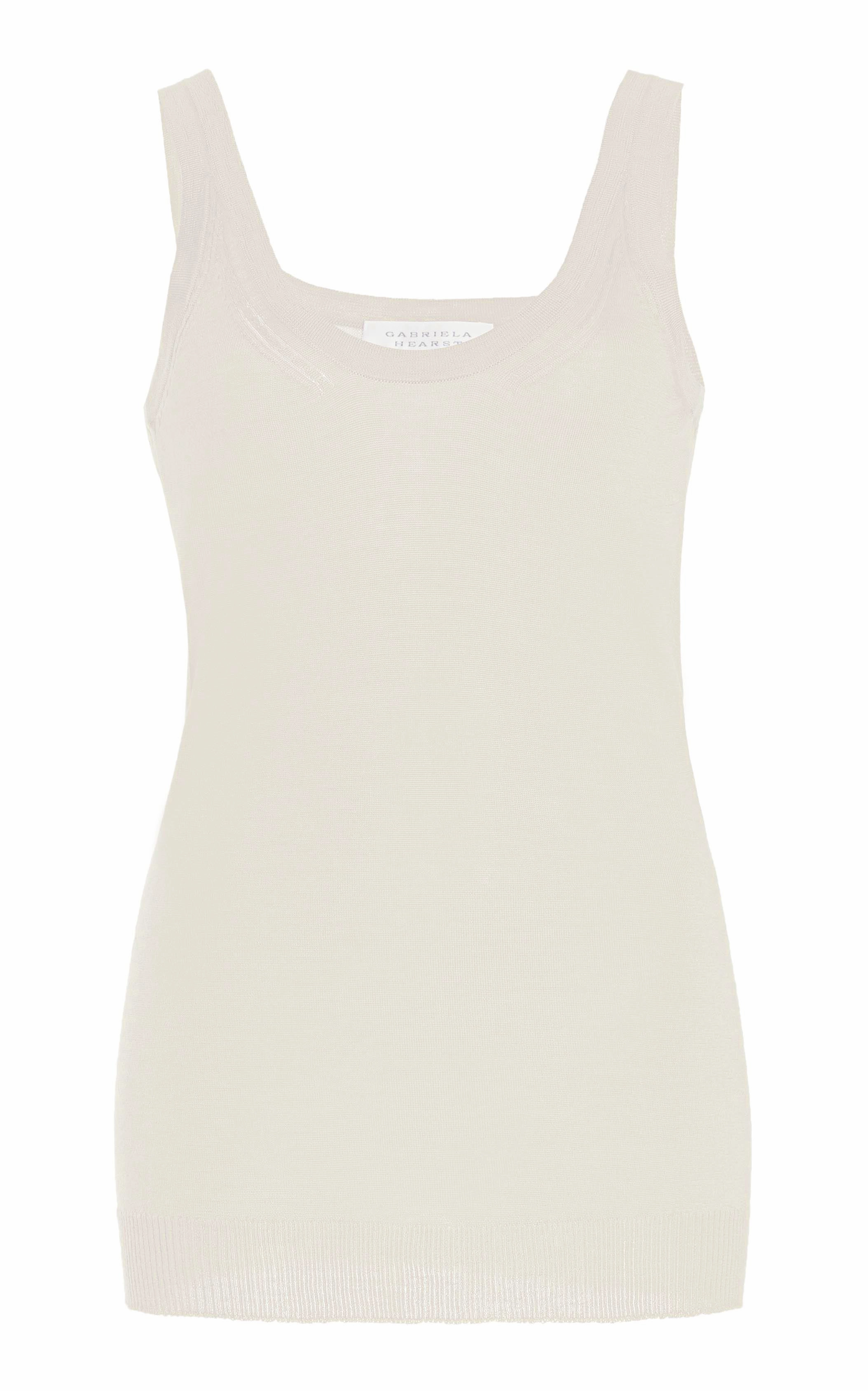 LowMaintenance Care Toby Knit Tank Top in Ivory Cashmere Silk