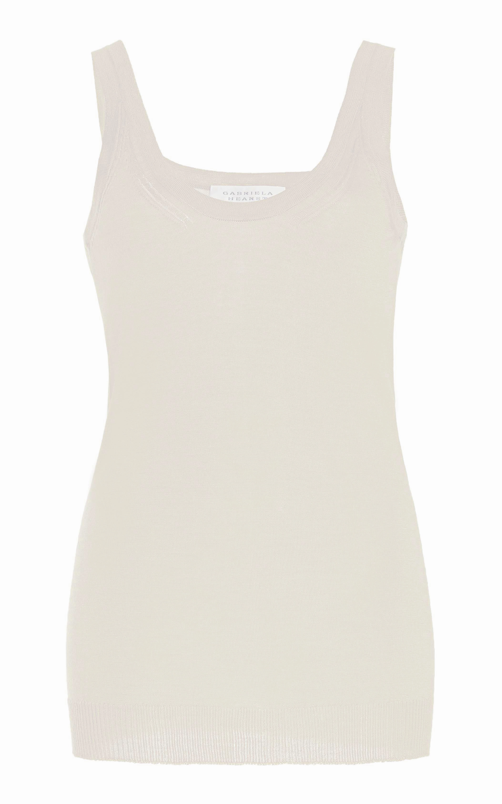 Toby Knit Tank Top in Ivory Cashmere Silk Daywear Fit HighElasticity Fabric