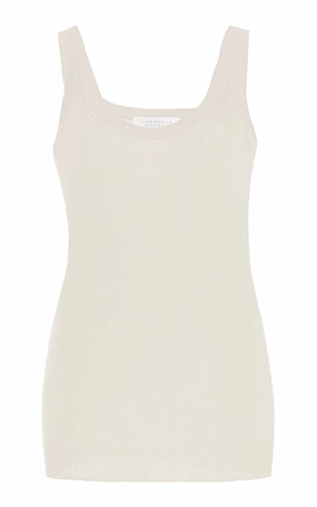 Toby Knit Tank Top in Ivory Cashmere Silk Daywear Fit HighElasticity Fabric