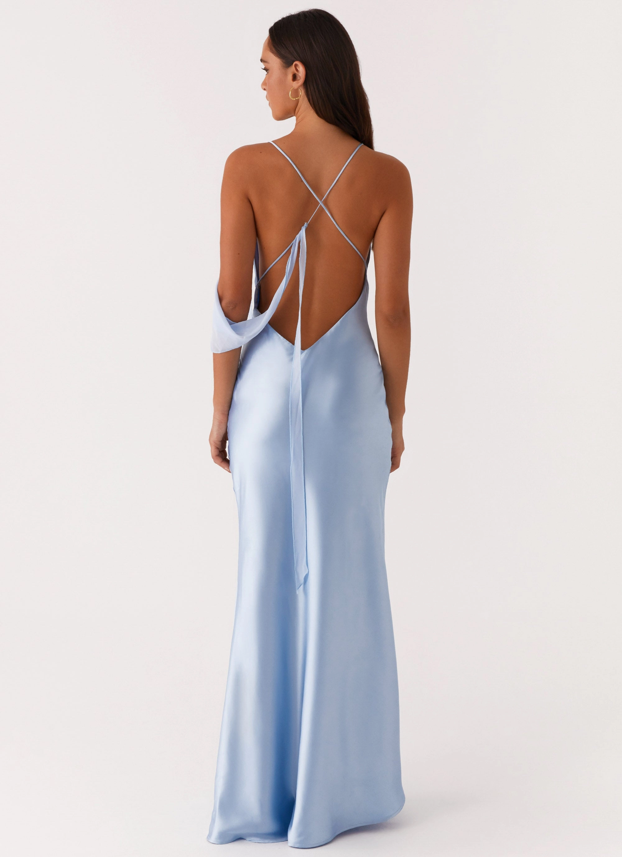 Rose Flush Too Sweet Satin Maxi Dress - Blue