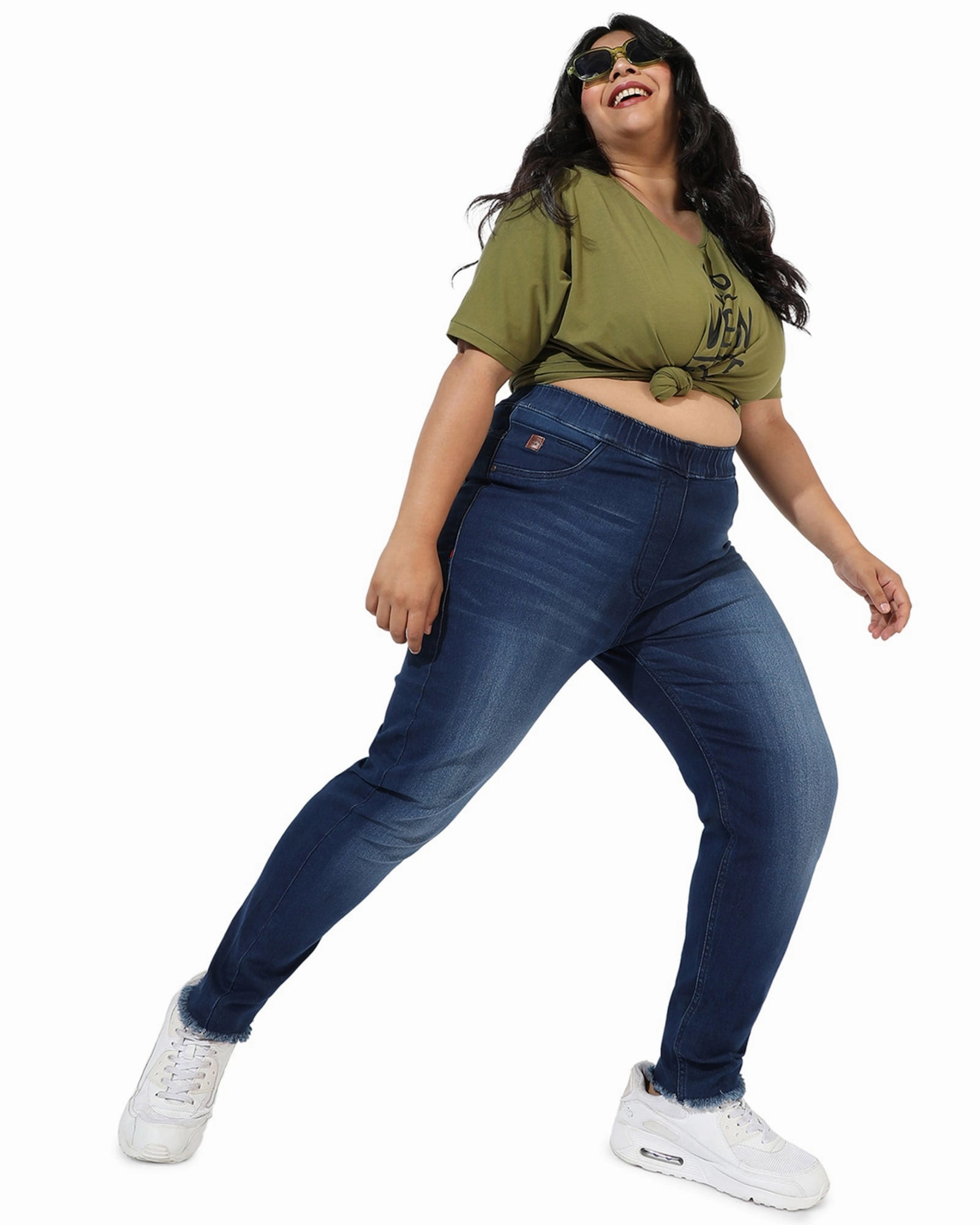 Elegant Party Look Winter Warmth Blue Skinny Jeans | Navy