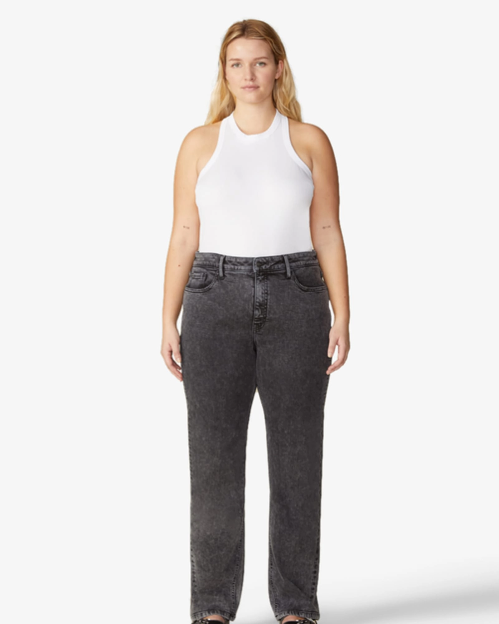Sarah High-Rise Straight-Leg Jeans | Smoke Screen Casual Energy