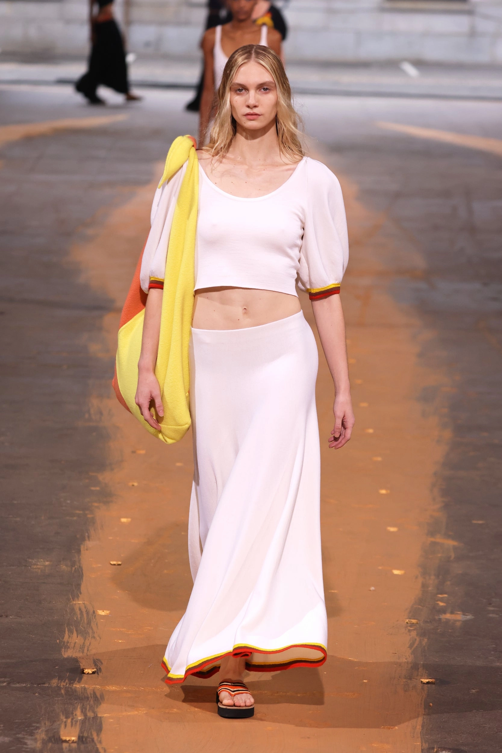 Lia Knit Top in Ivory Multi Merino Wool Wide Hem Detail Durable Stitching