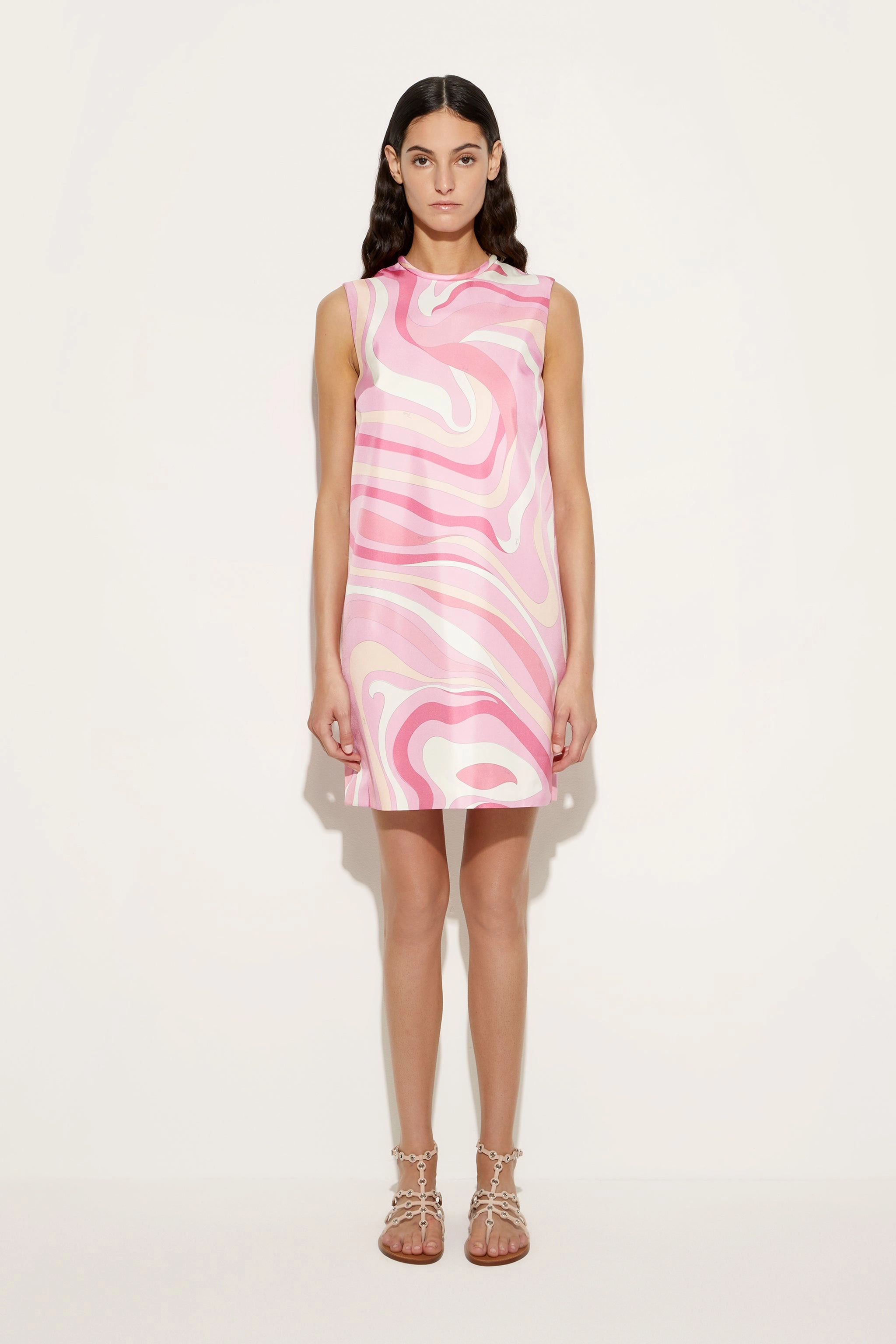 Beauty Zone Marmo Print Silk Twill Dress