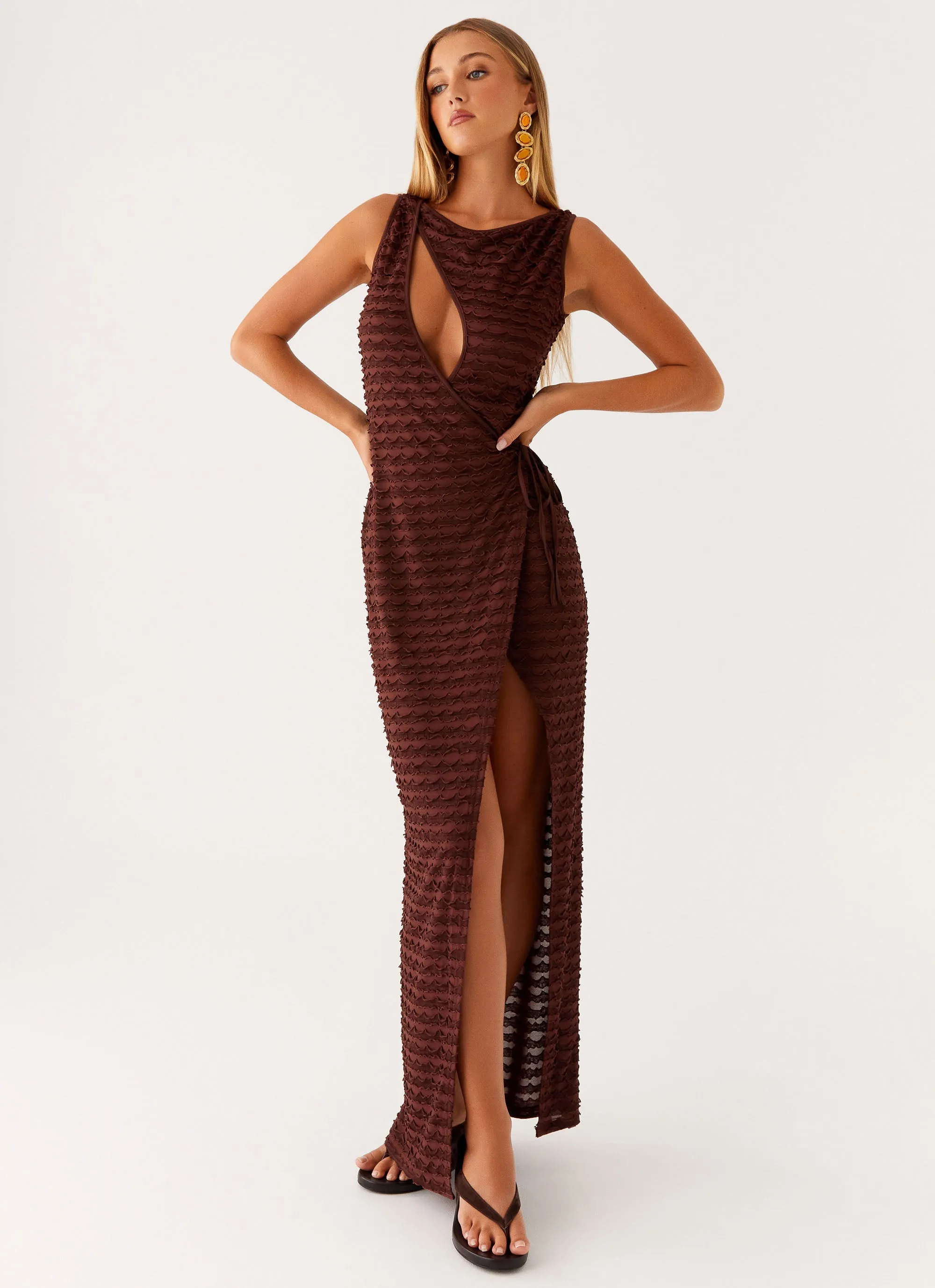 Sterling Wrap Maxi Dress - Chocolate Natural Light Comfy Comfort