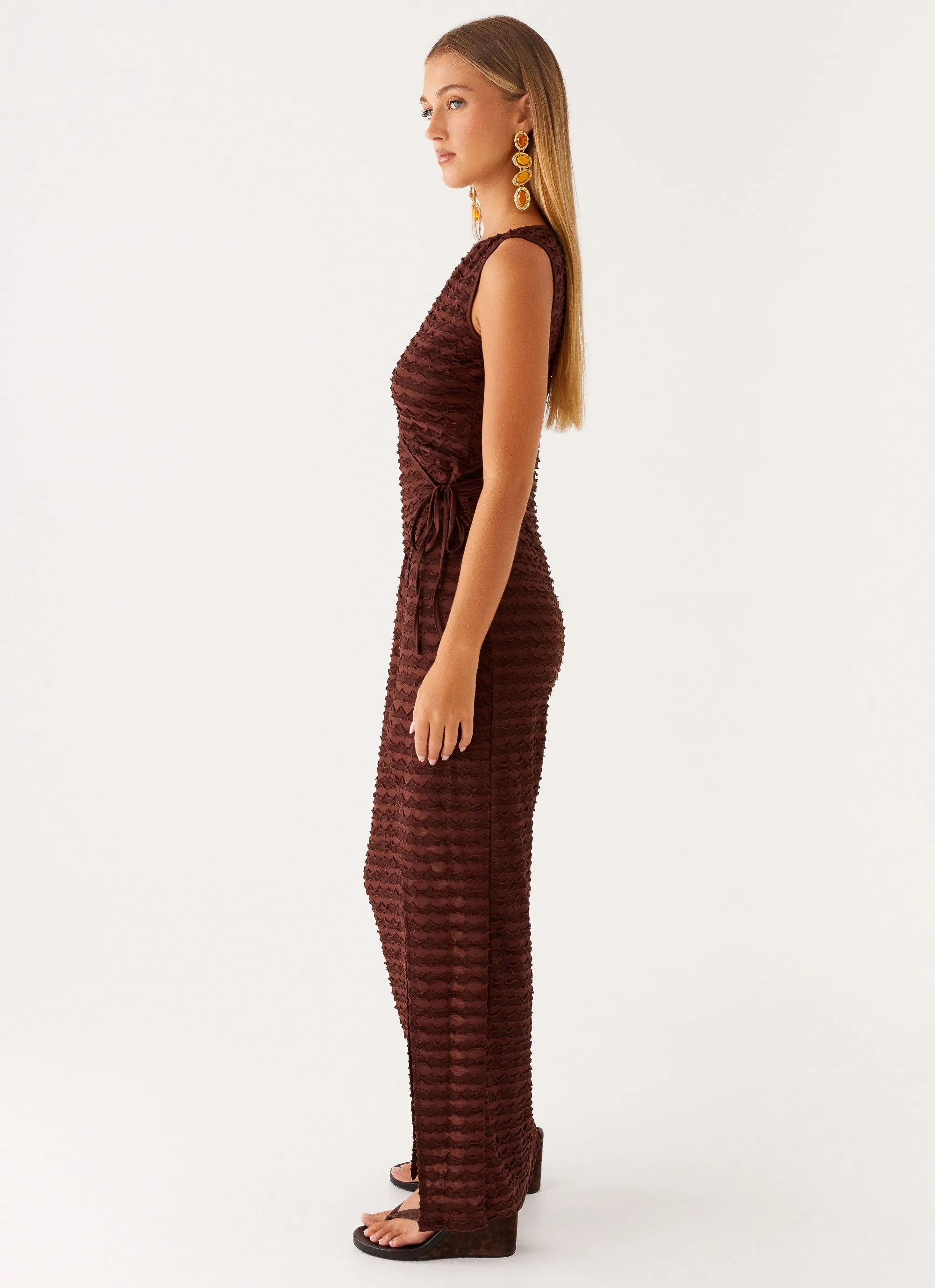 Sterling Wrap Maxi Dress - Chocolate Cozy Mood Trendy Tailoring