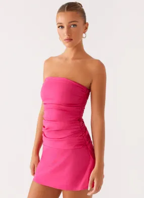 Terra Gathered Mini Dress - Fuchsia Lounge Fit