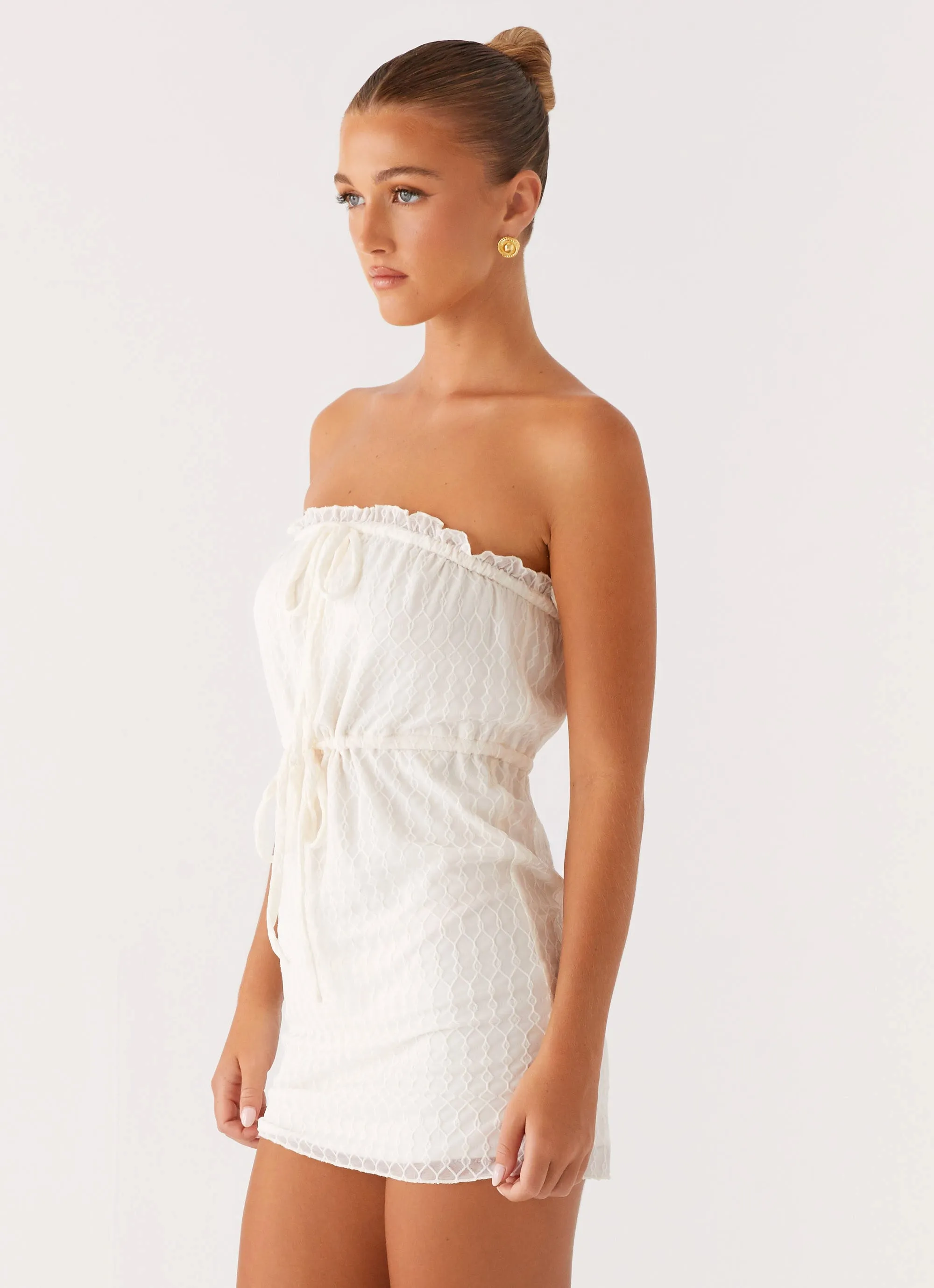 Effortless Waist Design Alina Mini Dress - Ivory