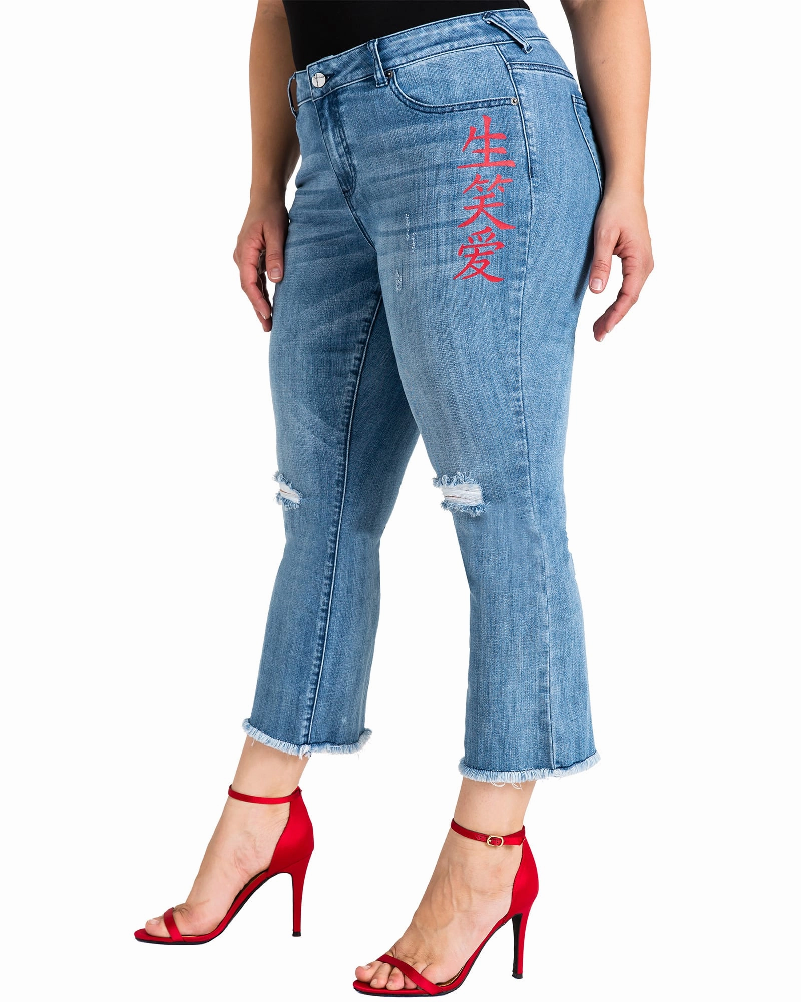 Shopping Day Adult Fashion Athlete Fit Slim Holiday Vibes Teen Outfit Briella Distressed Cropped Jeans | Blue