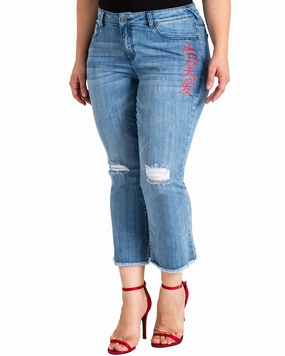 Briella Distressed Cropped Jeans | Blue Crisp Look