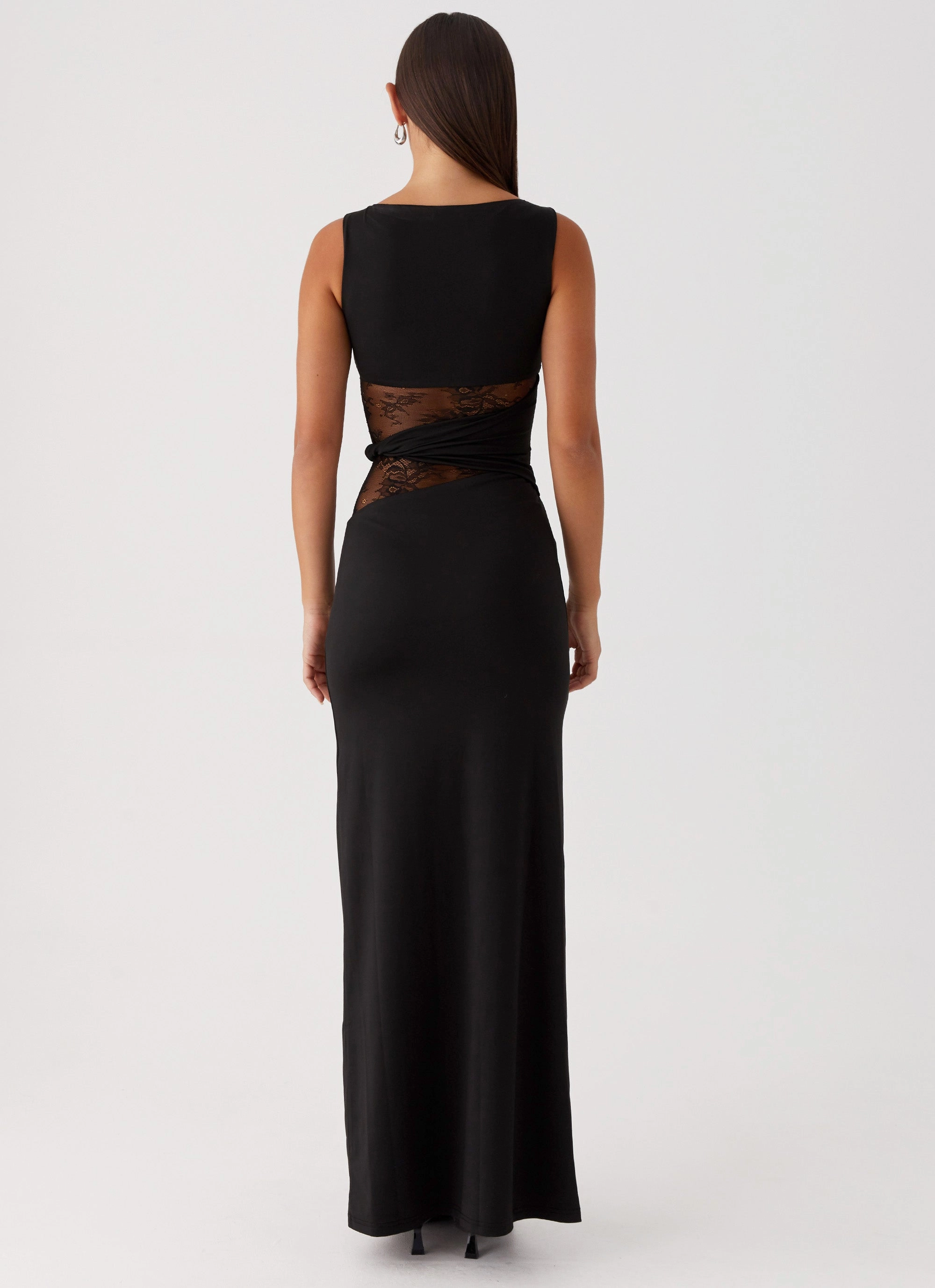 Karma Maxi Dress - Black Embroidered Fabric Soft Appearance