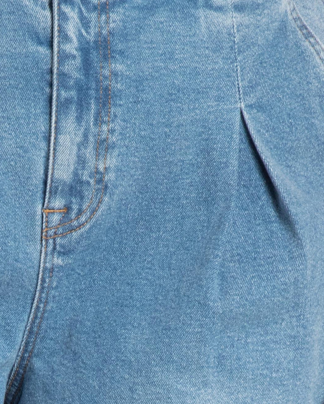 Summer Vibes Elastic Waistband Shorts with Pleat Detail | Medium Wash