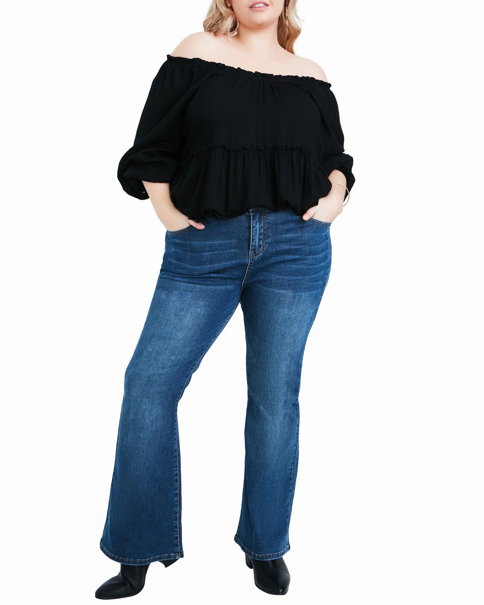 Jean Avery Flare | Medium Wash Daily Fit Streetwear Fan Evening Stroll Elegant