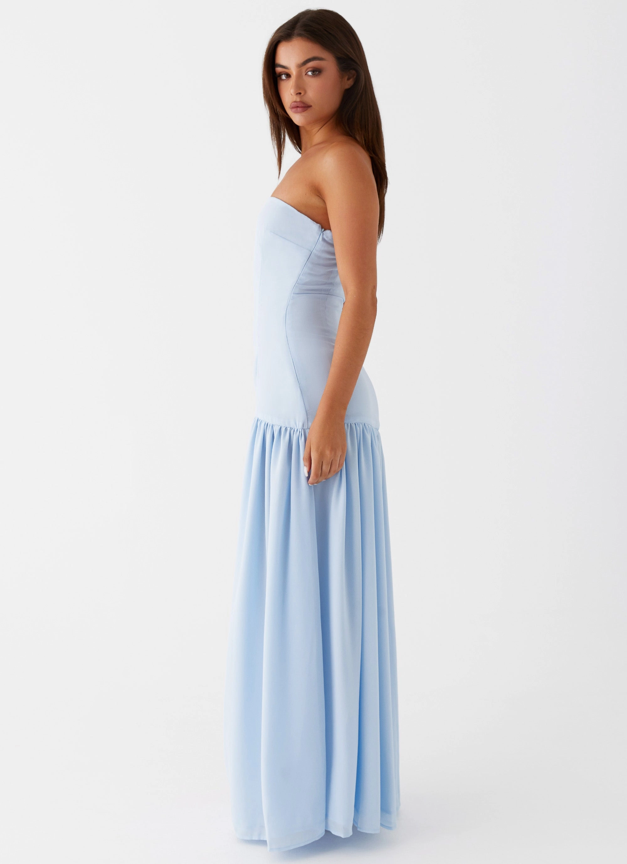Bold Elegance Eden Strapless Maxi Dress - Blue