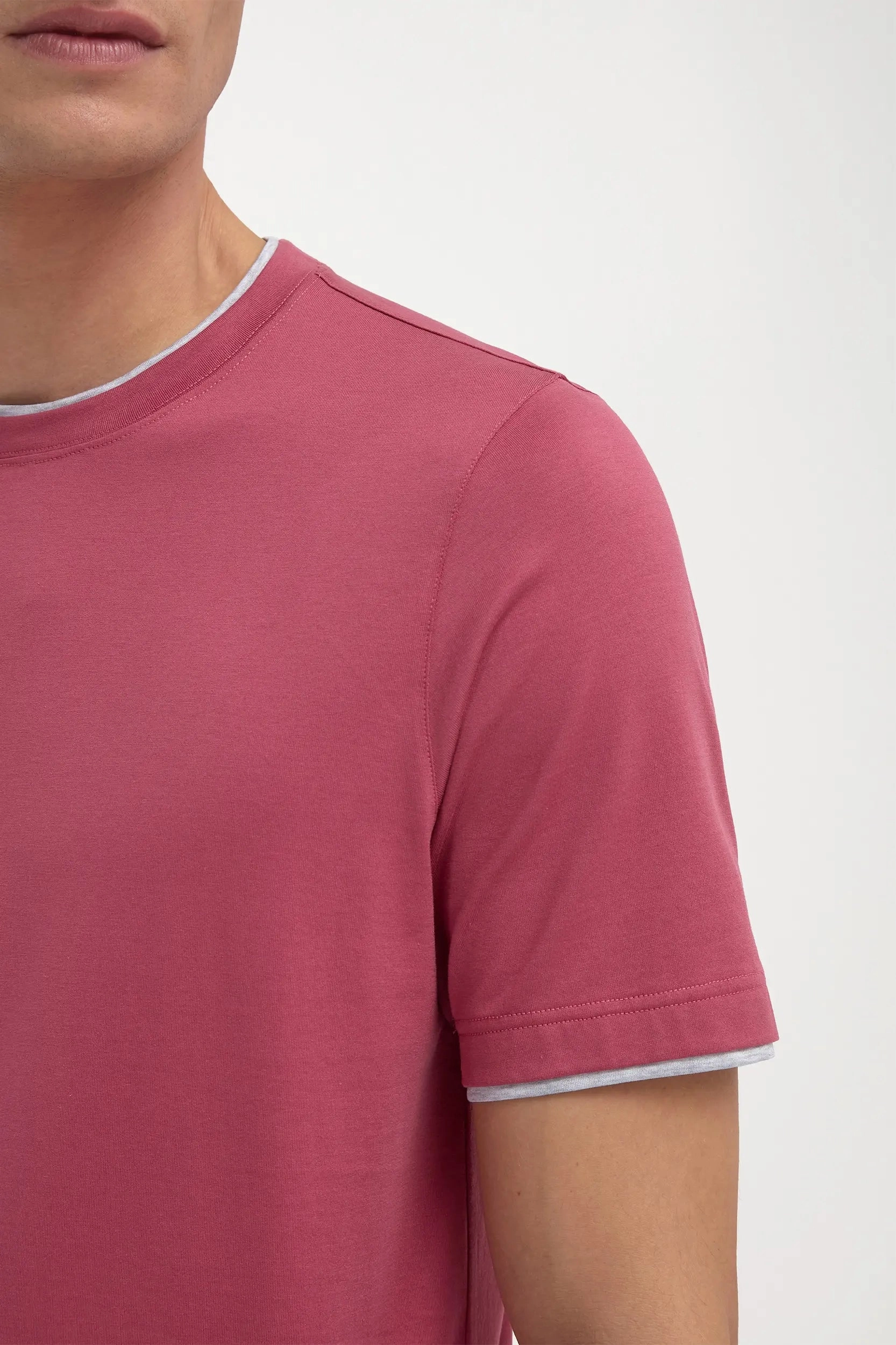Moisture Wicking Yarn Durable Elasticity Cherry cotton t-shirt with collar detail - Made in Italy