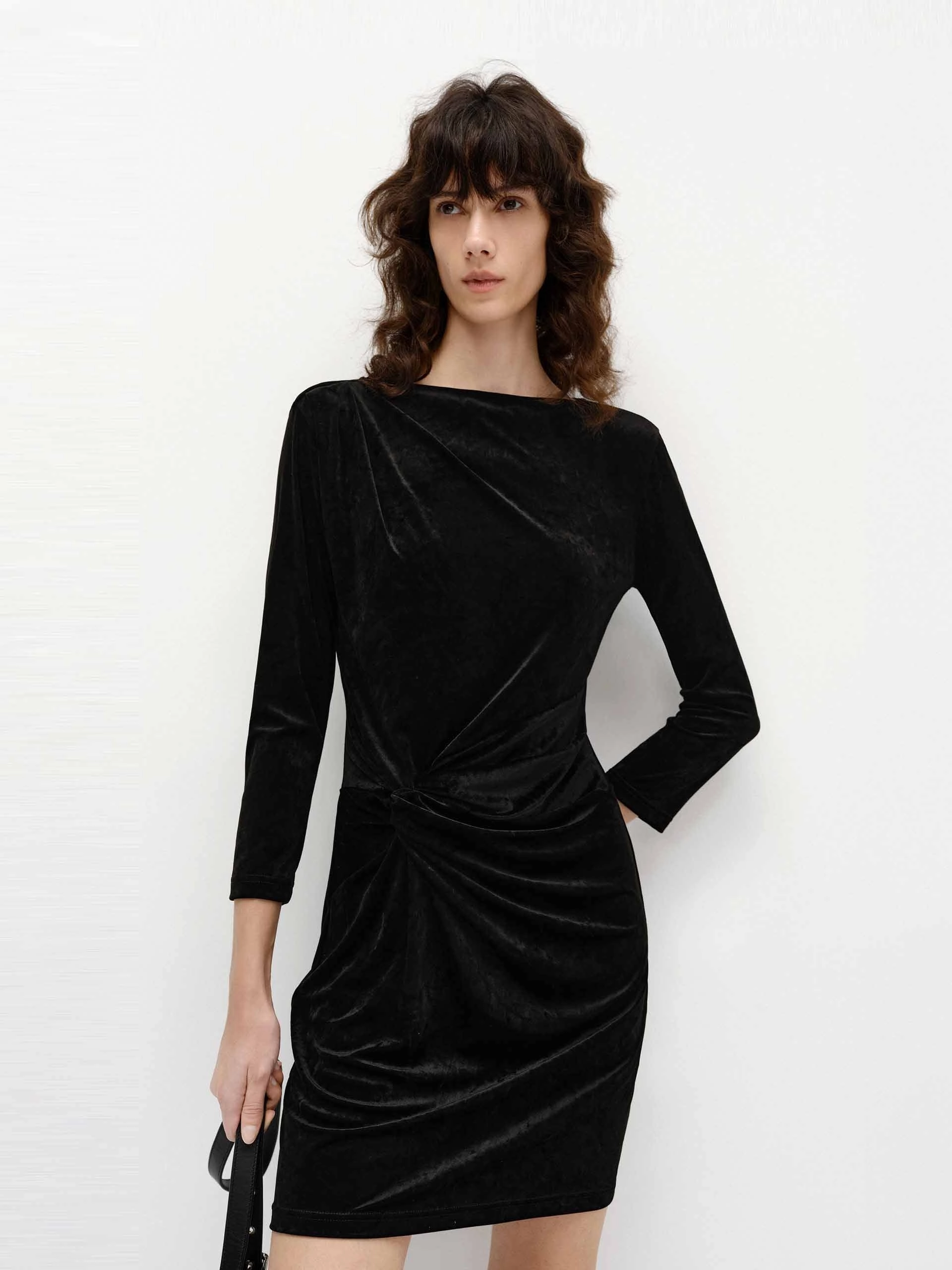 Twist Detail Velvet Dress Dreamy Presence Evening Chic