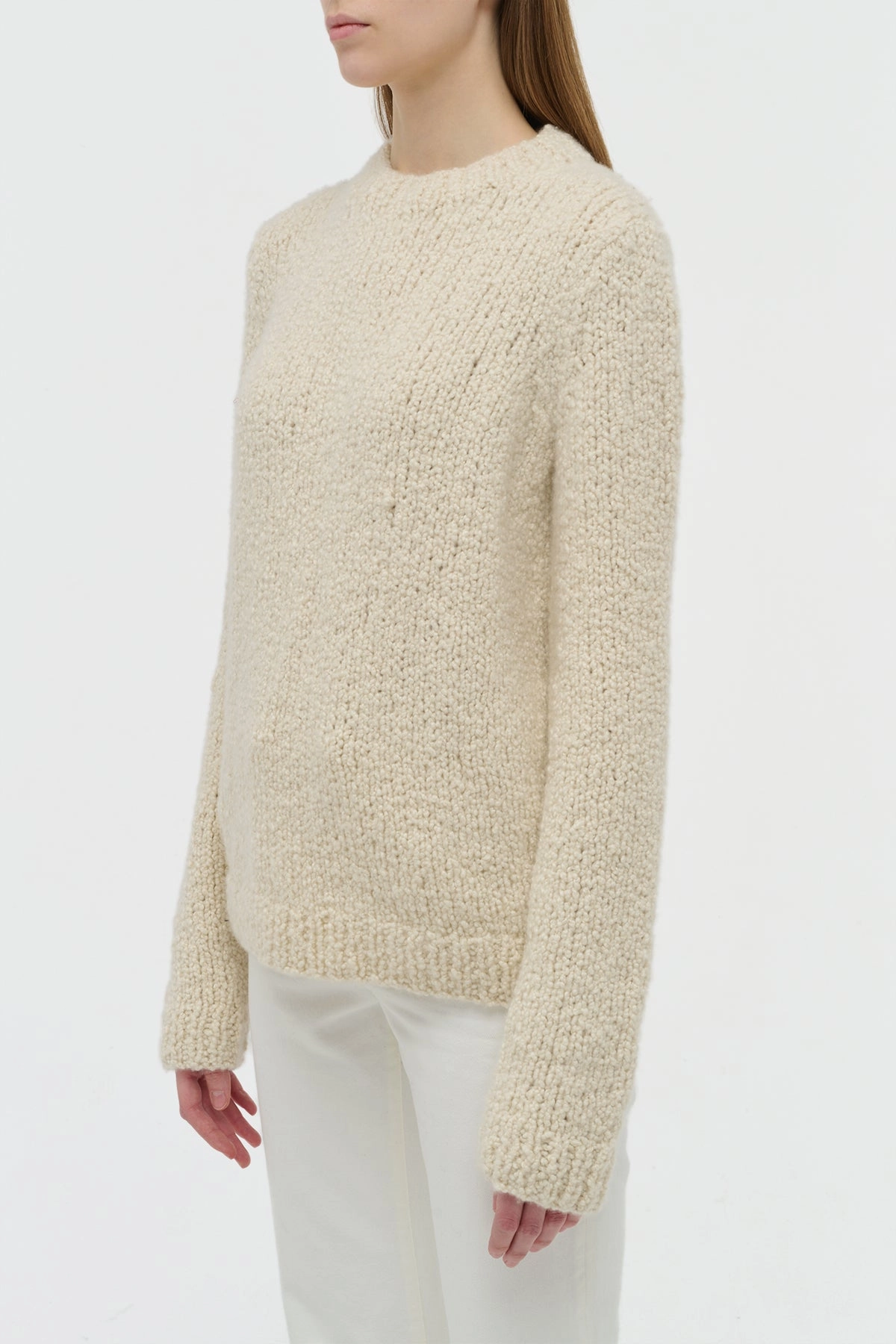 Typhon Knit Sweater in Ivory Cashmere Boucle AntiStatic Lining