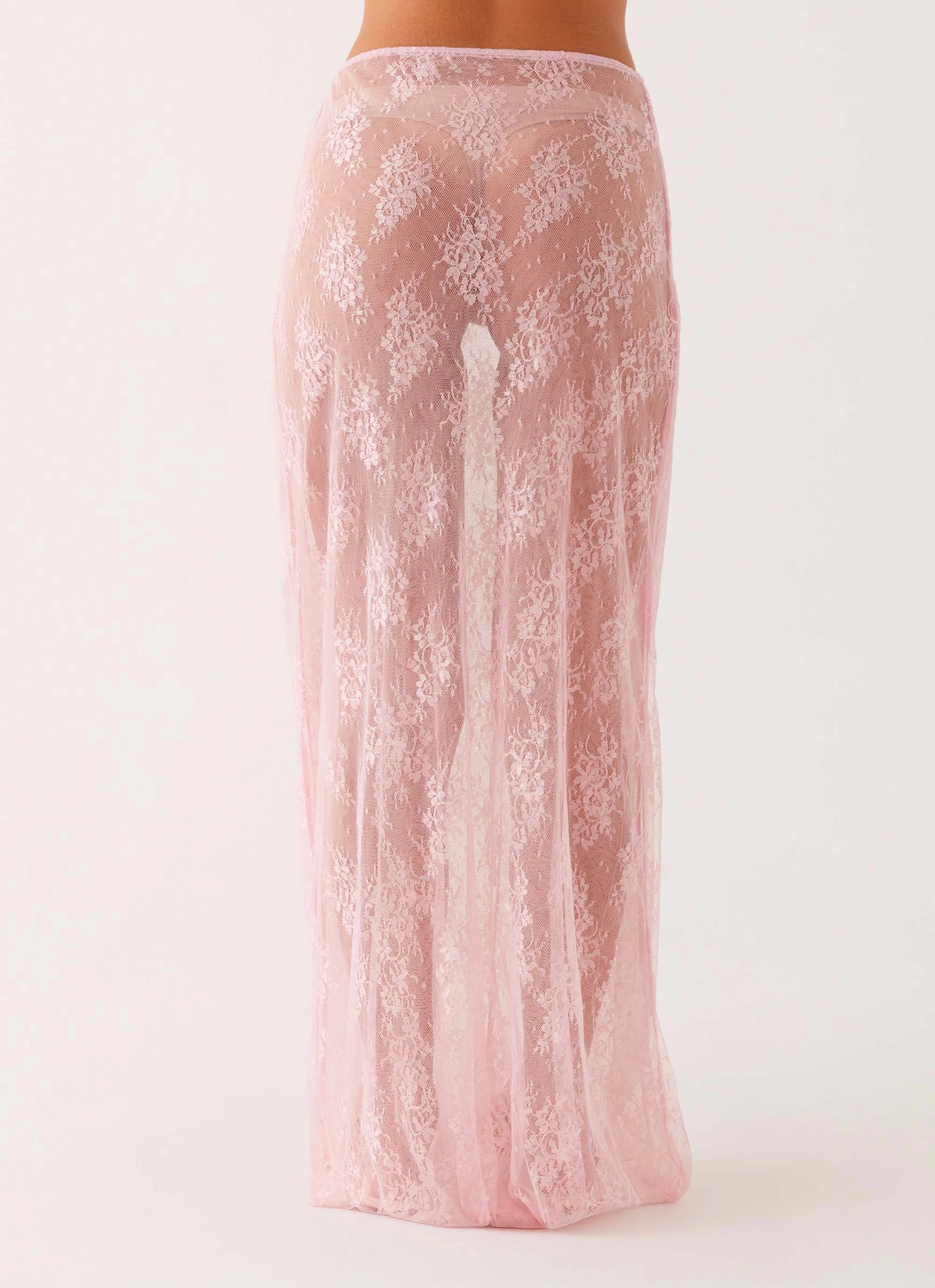 Caden Lace Maxi Skirt - Pink Subtle Details