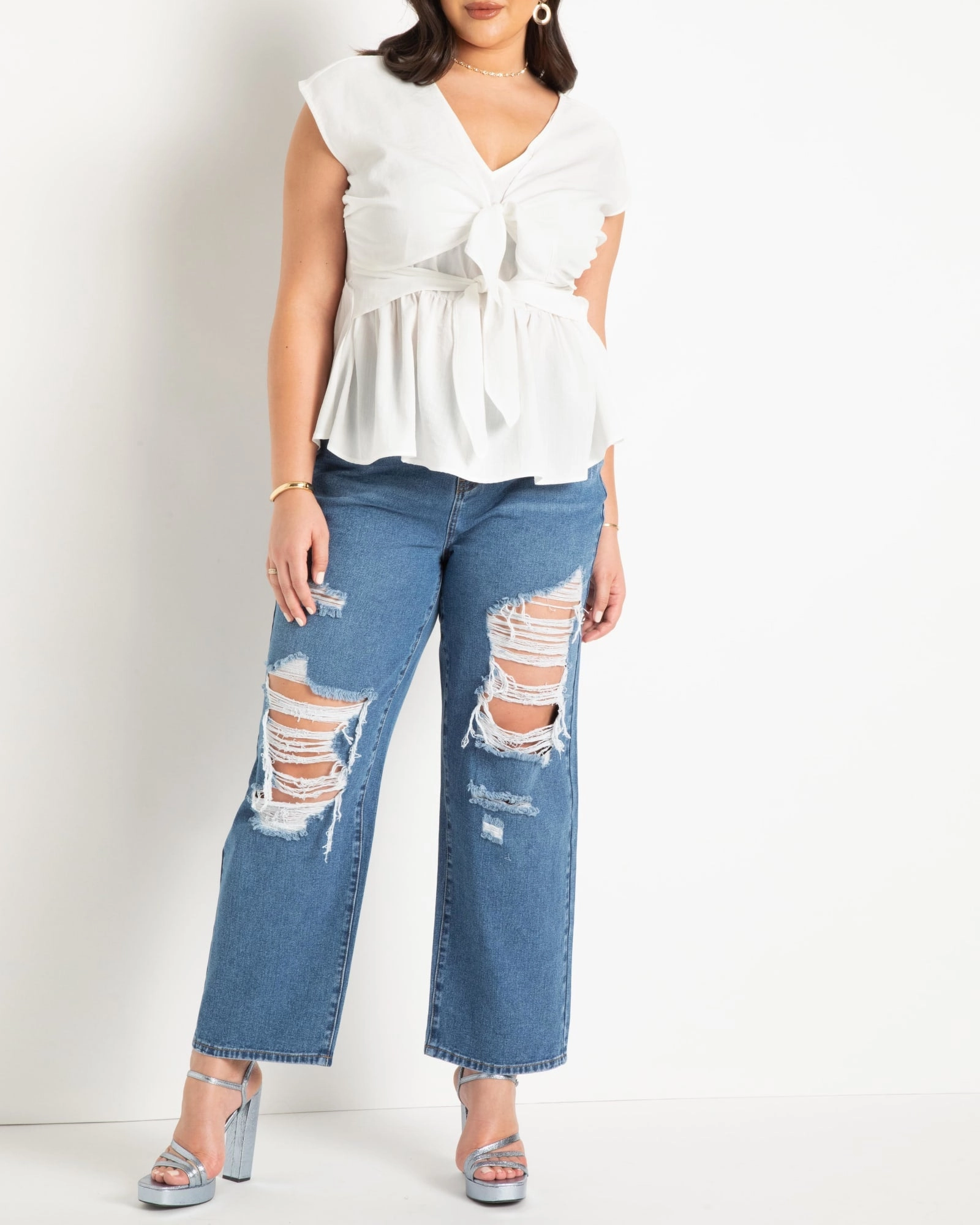 Ultra Distressed Straight Leg Jean | Medium Wash Youth Style Stylish Road Trip
