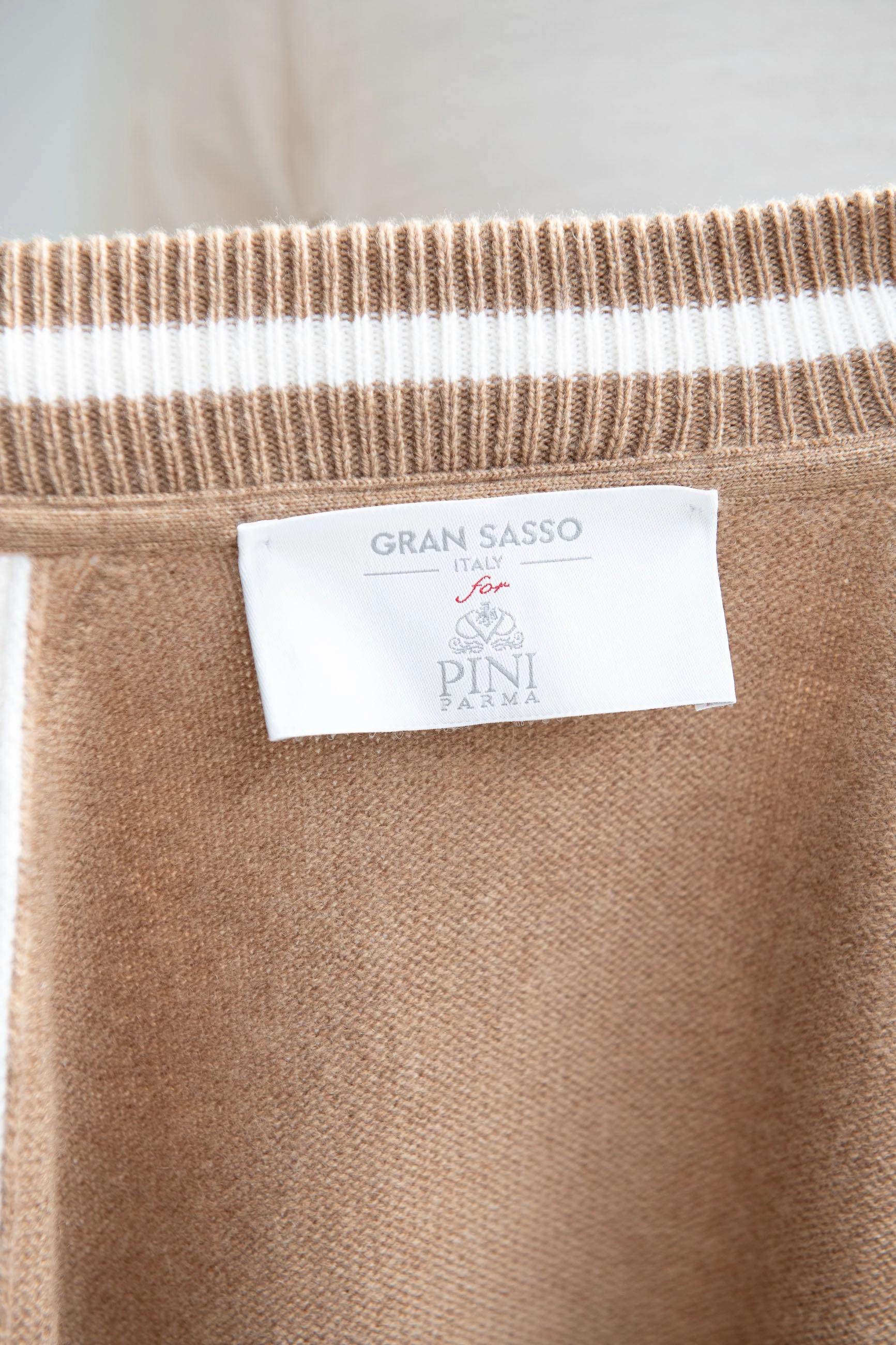 Beige knitted college bomber - Made in Italy Wide Hem Detail