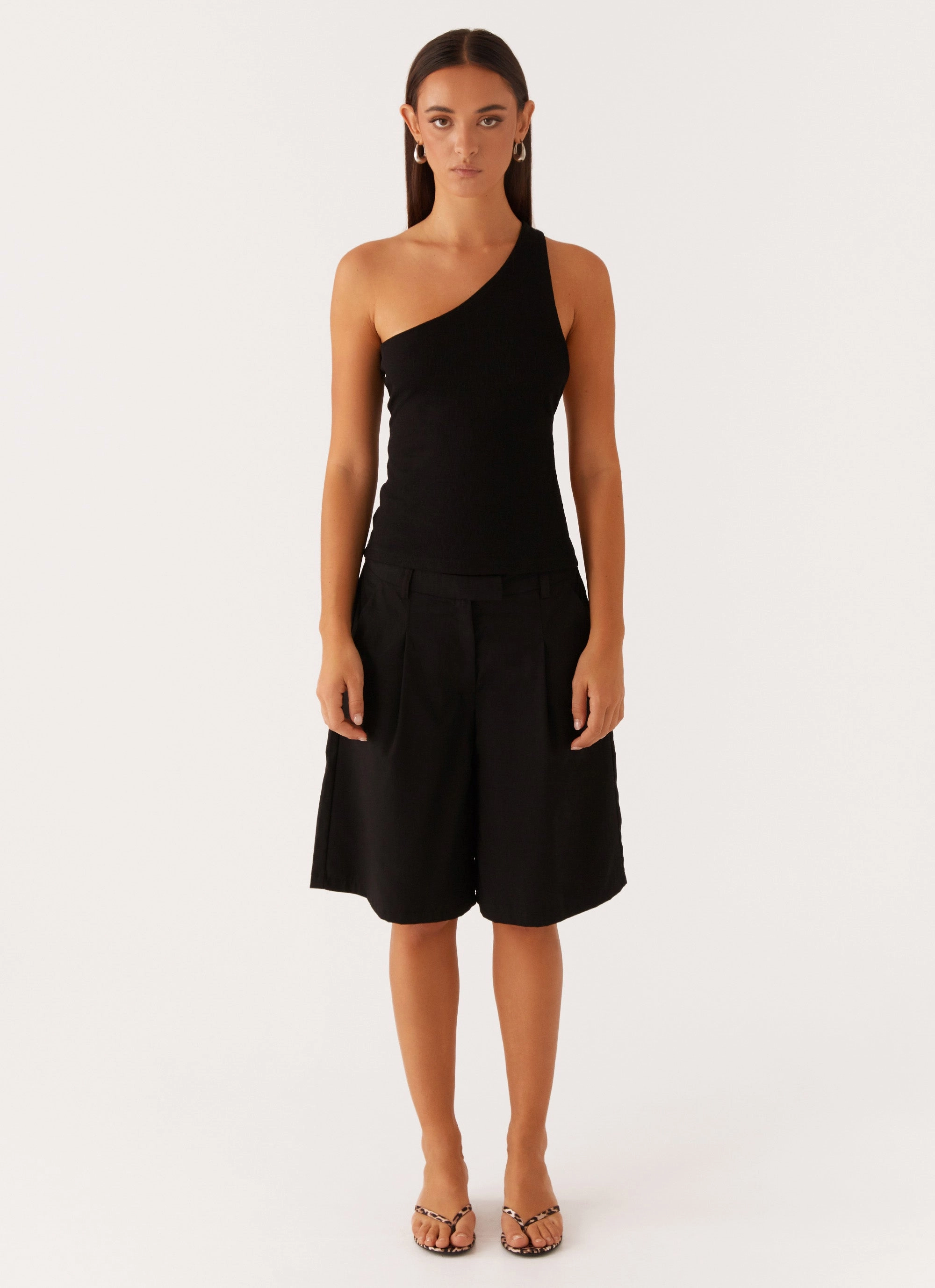 HighDensity Padding Safiya One Shoulder Top - Black