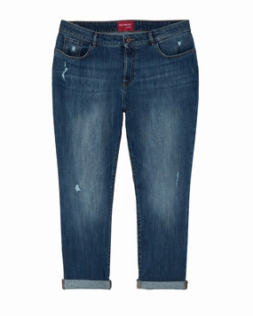 Subtle Look Eco Friendly Denim Union Destructed Boyfriend Jean | Dark Wash