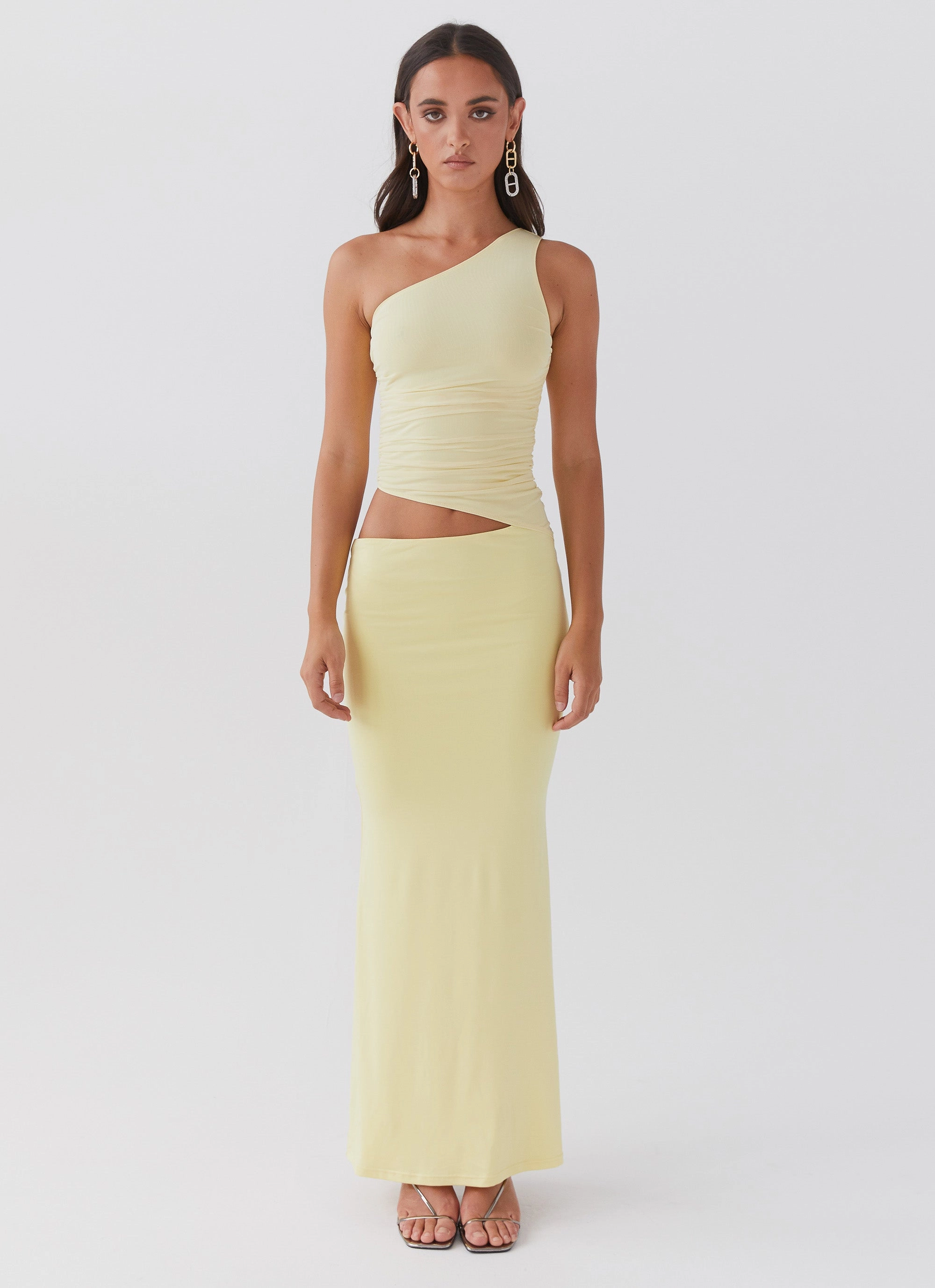 Luxe Mood Seranella One Shoulder Maxi Dress - Lemon