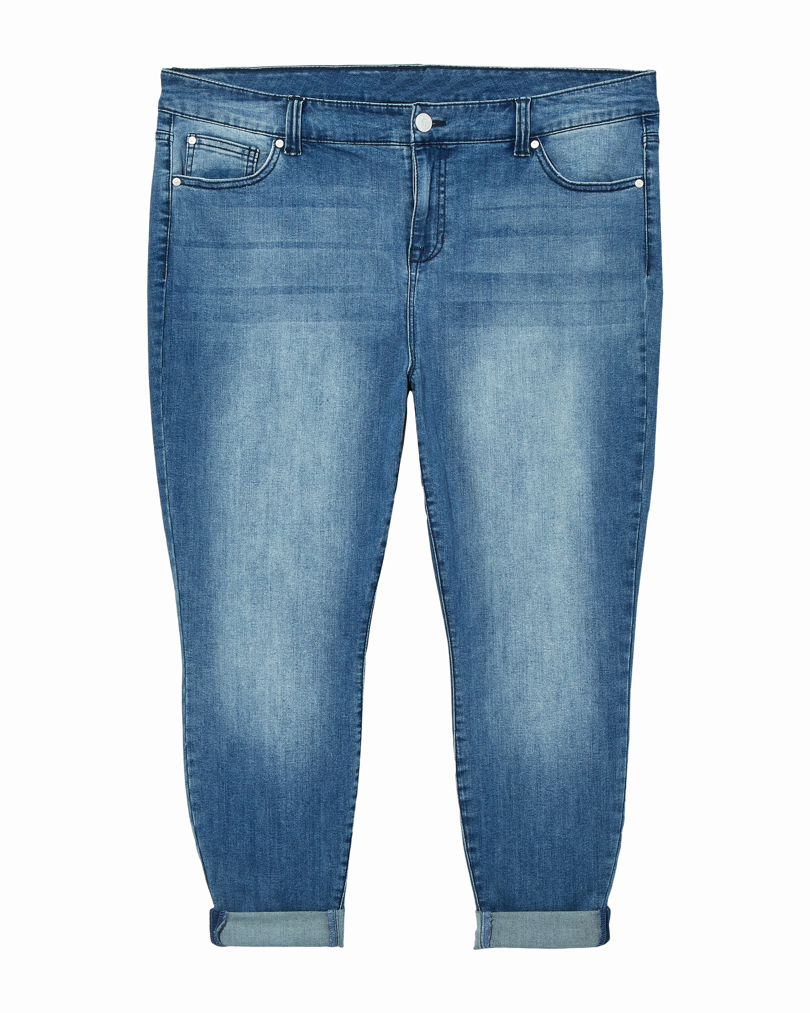 Go To Look Relaxed Taper Gardner Double Rolled Capri | Light Wash