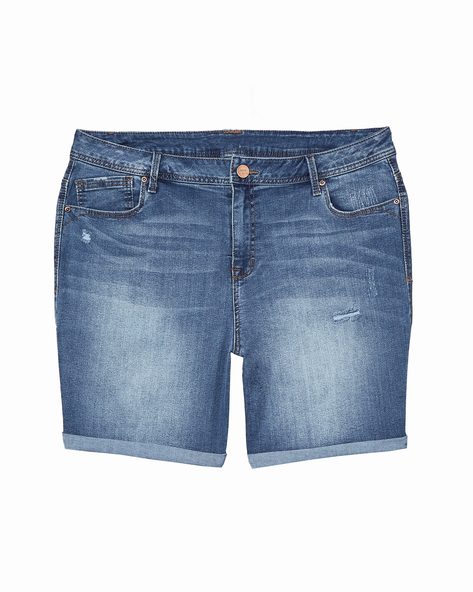 Daily Wear Breathable Classic Everit Shorts with Rolled Hem | Medium Wash