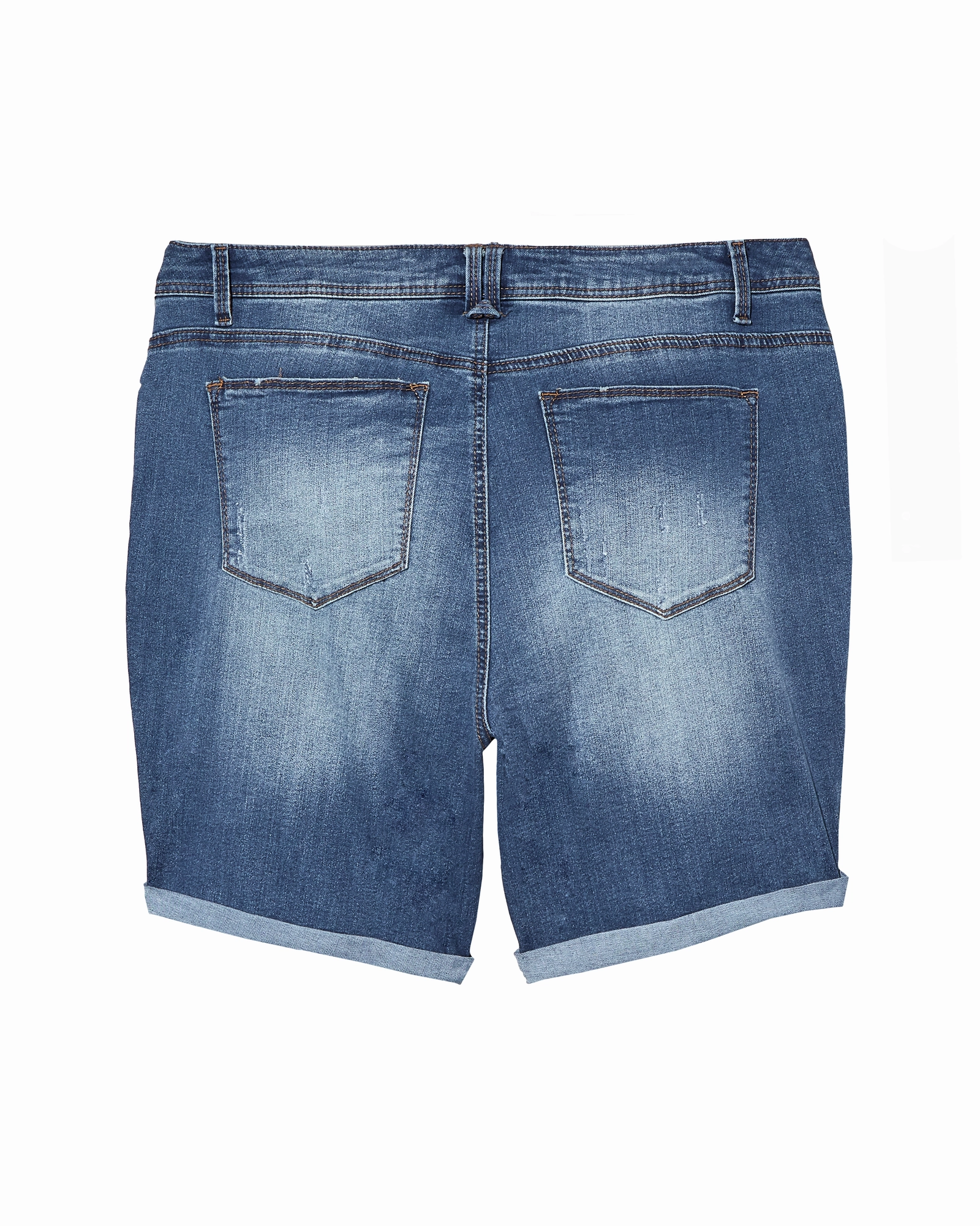 Fashionable Waist Everit Shorts with Rolled Hem | Medium Wash