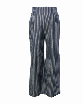 Everyday Motion Unique Vintage Denim & White Stripe High Waist Sailor Ginger Pants | Blue, Striped