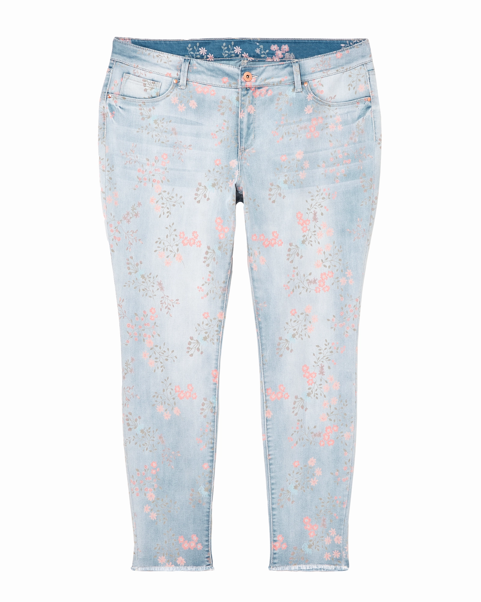 Stretch Classic Gym Ready Roni Skinny with Fray Hem | Light Wash / Pink