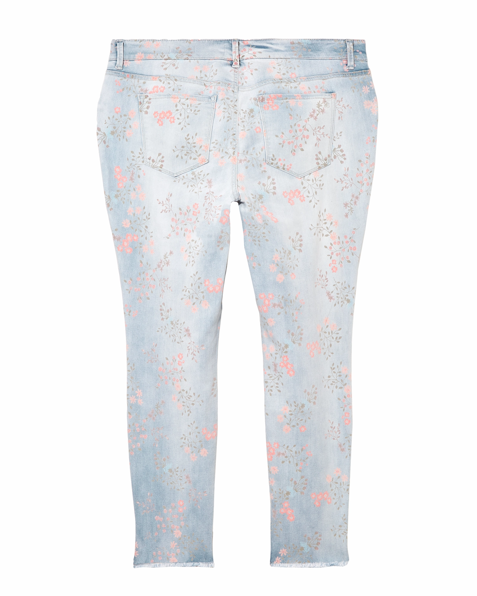 Sleek Option Roni Skinny with Fray Hem | Light Wash / Pink