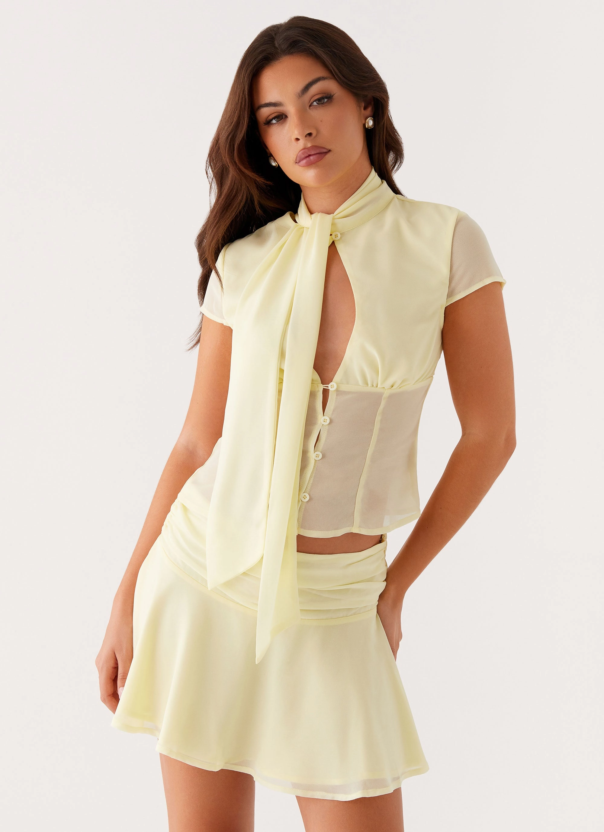 Colby Mini Skirt - Lemon Refined Texture