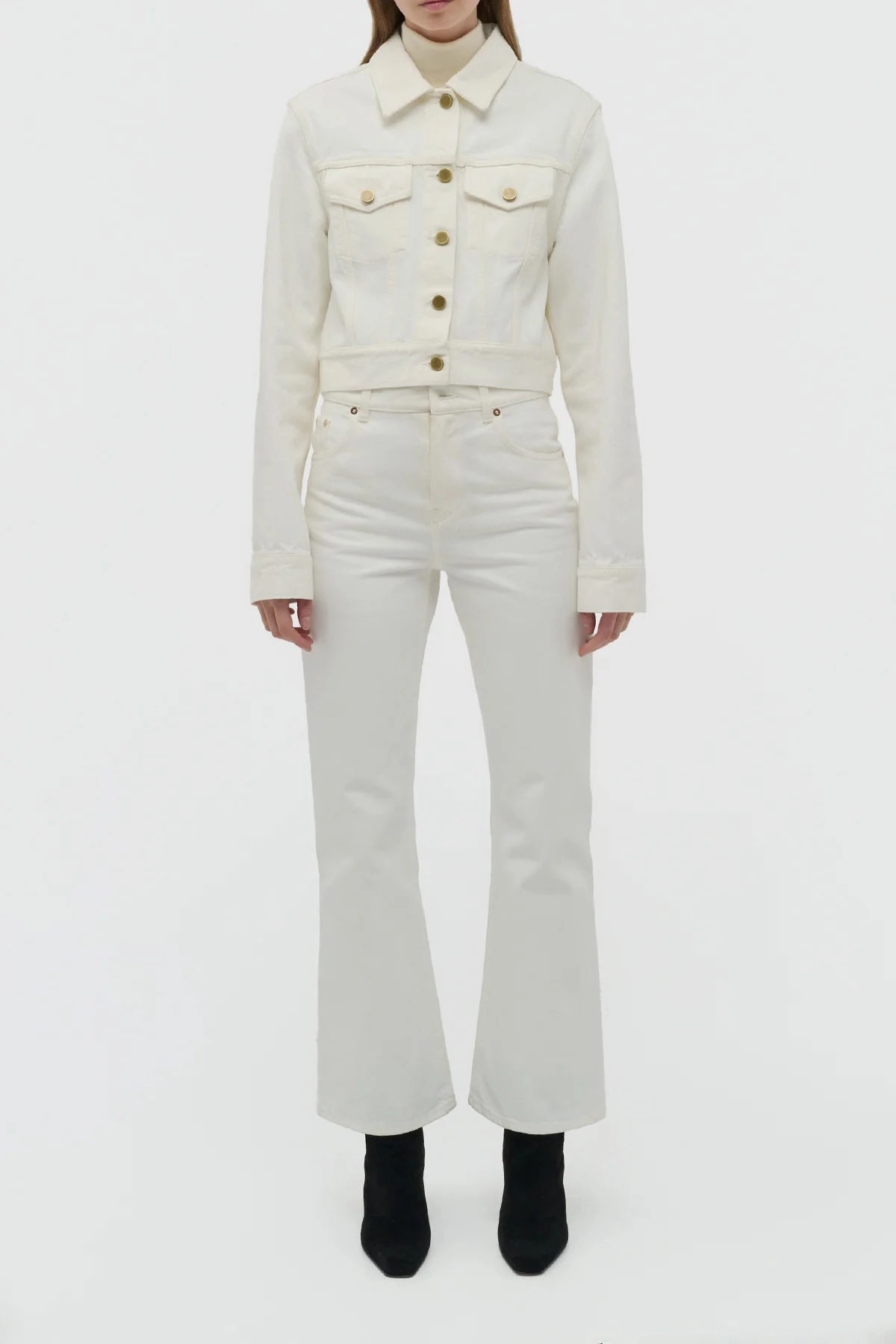 Bronte Jacket in White Recycled Cotton Denim Eco Friendly Dyed Fabric