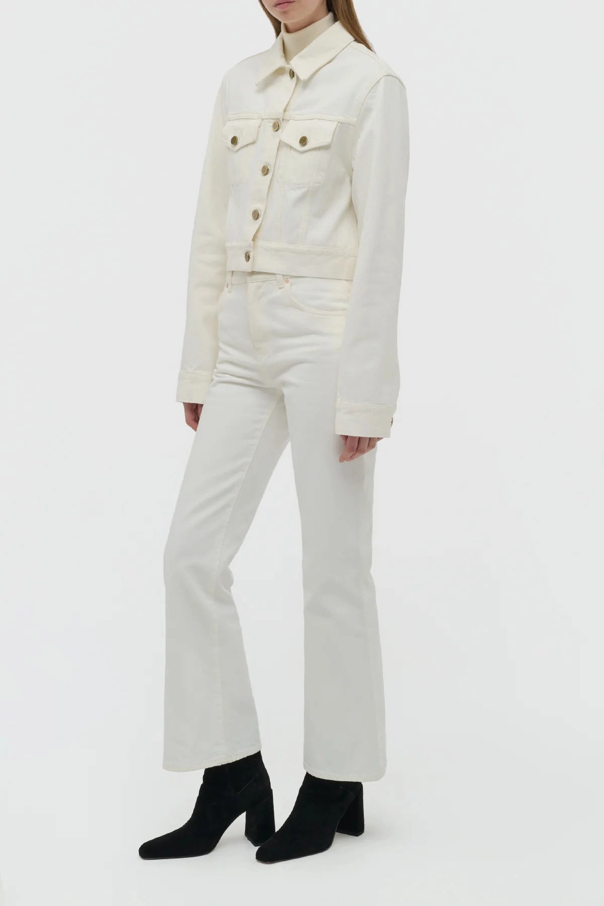 Water Resistant Bronte Jacket in White Recycled Cotton Denim