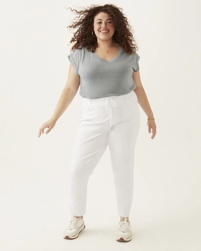 Trend Setter Smart Casual Classic Wear Daily Wear Summer Vibes Music Event Andi Elastic Tie Waist Skinny Jean | White