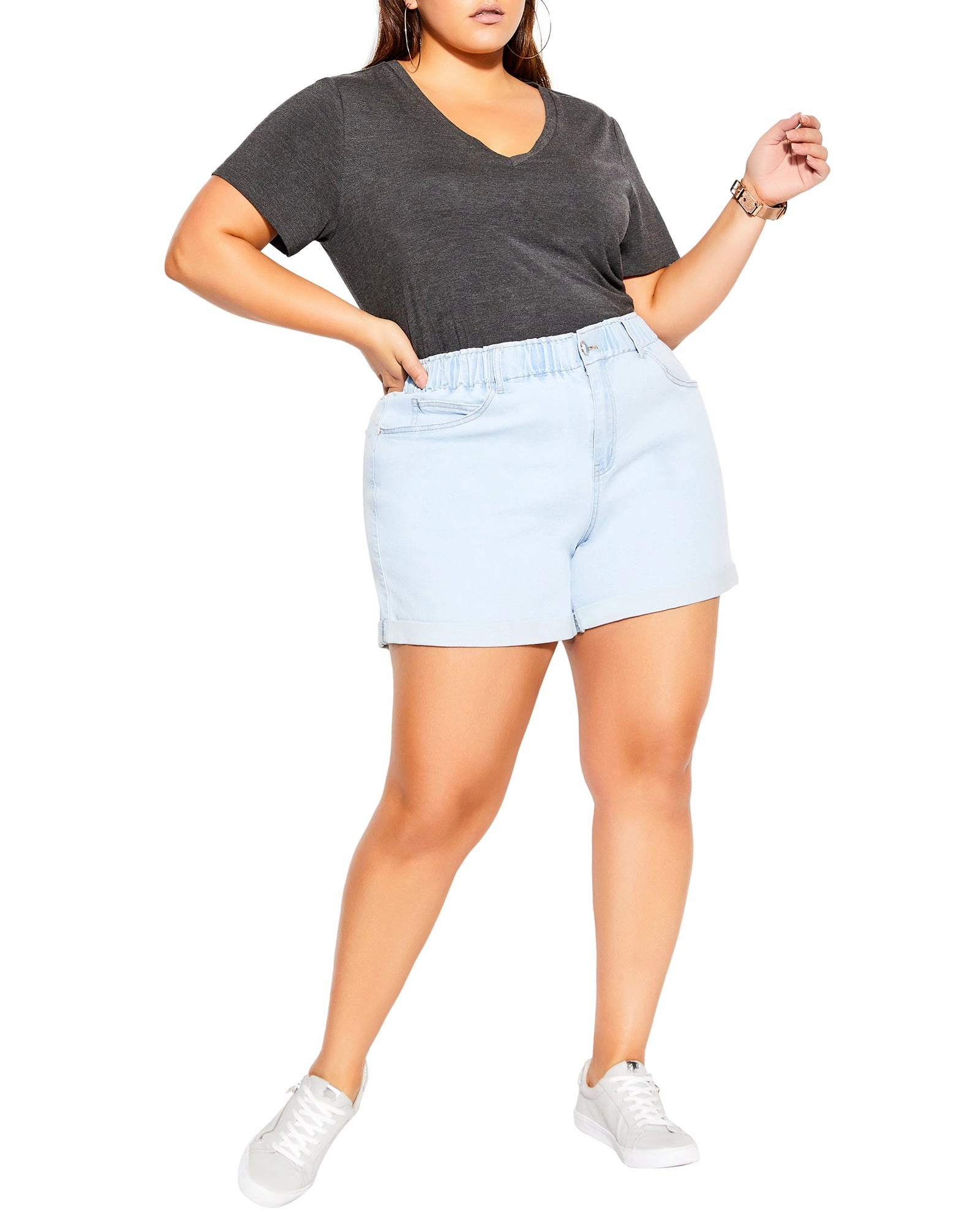 Xena Ruffle Waist Short | Light Wash Couple Look Elegant Summer Vibes Lightweight Denim Blend