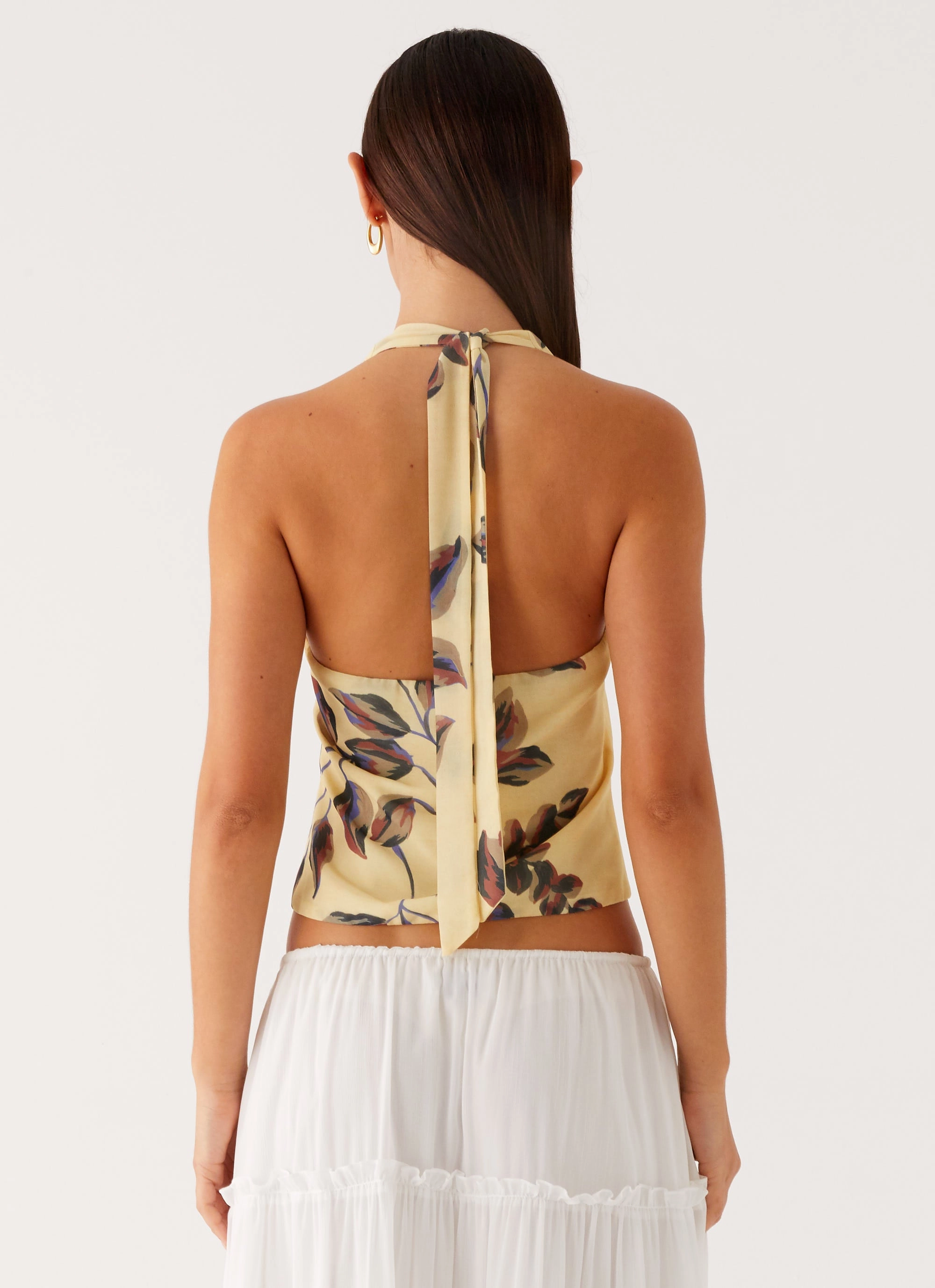 Devoted Halterneck Top - Buttercream Floral Stretchable Binding high pressure