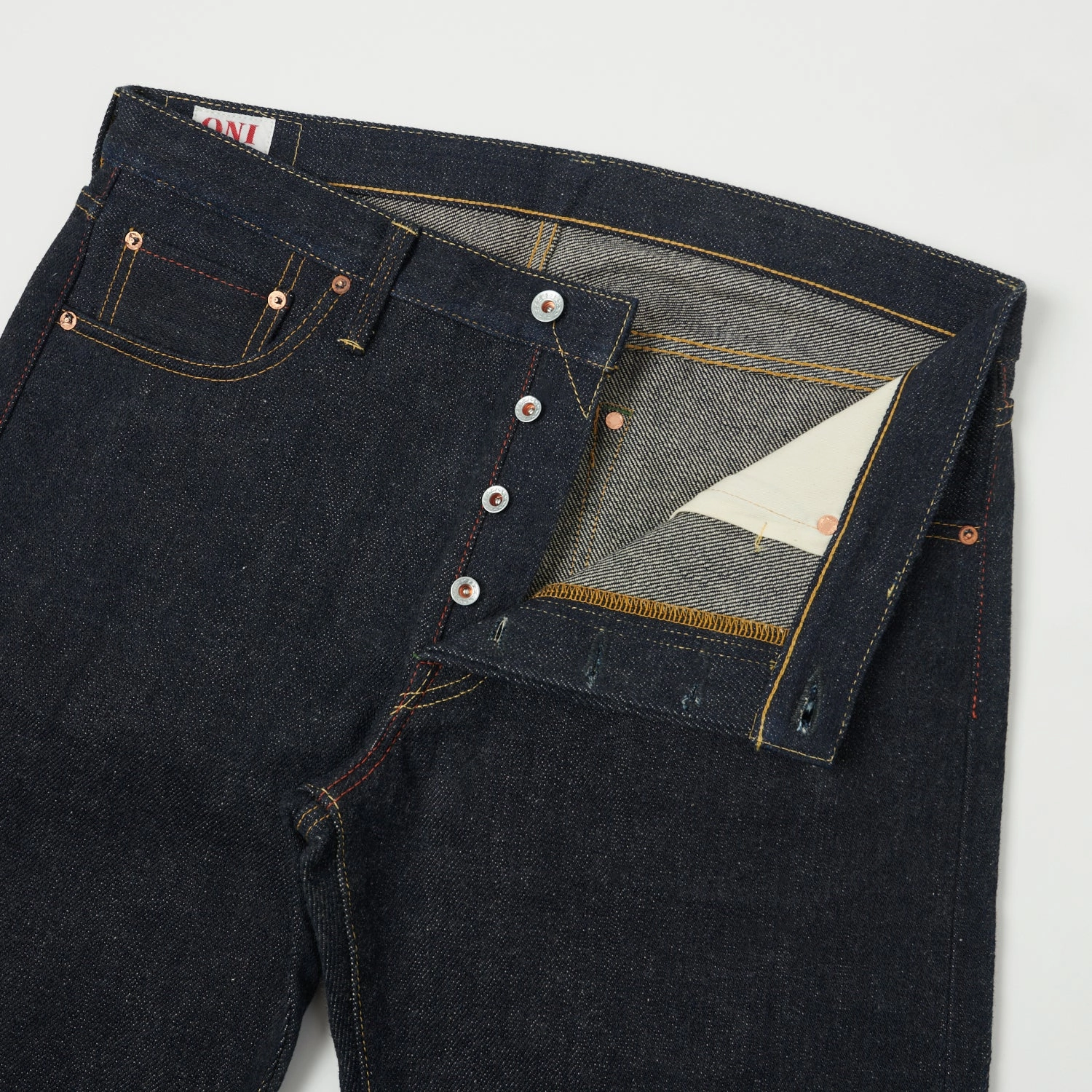 Family Style Elegant ONI Denim 575 22oz Natural Indigo 'Kabuki' Selvage Slim Straight Jean - One Wash