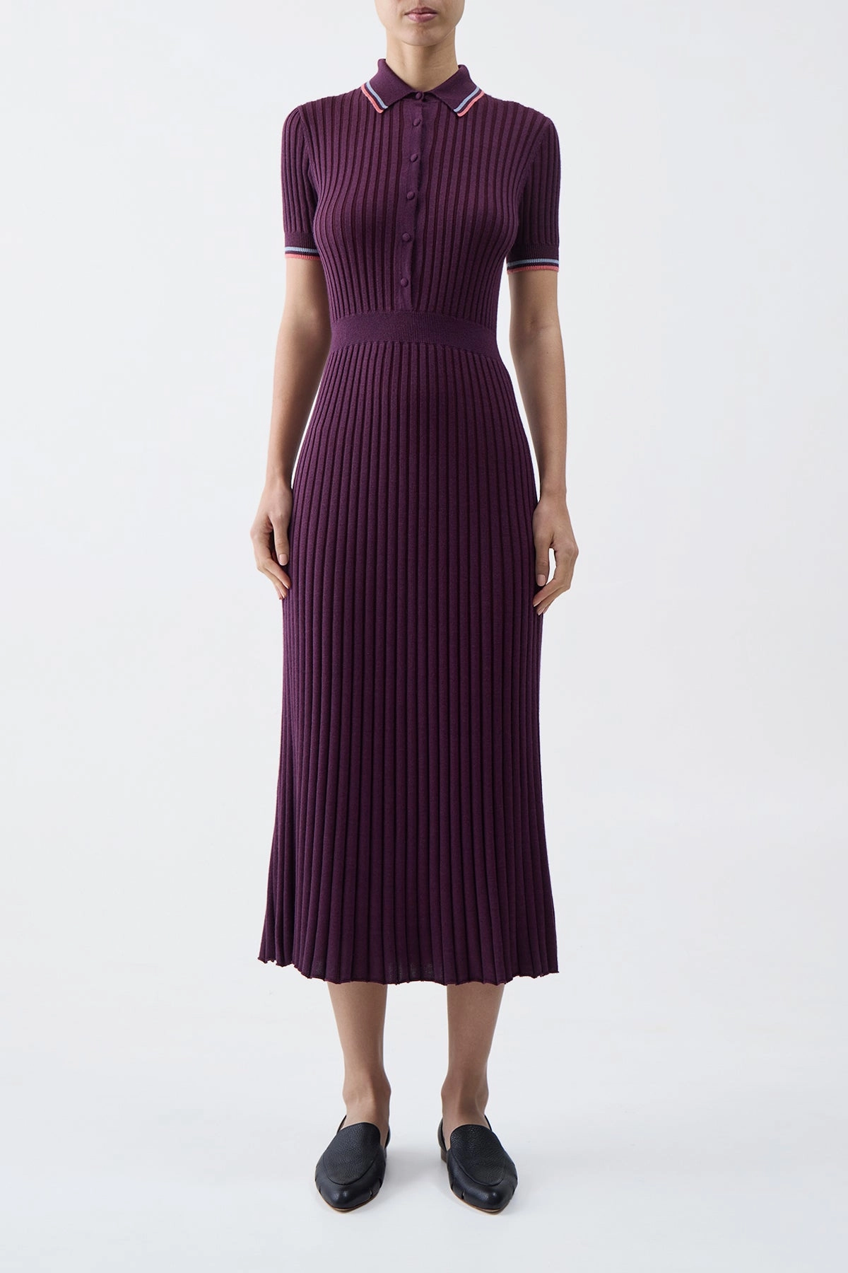 Eyot Knit Maxi Dress in Italian Plum Cashmere Silk Office Warmth
