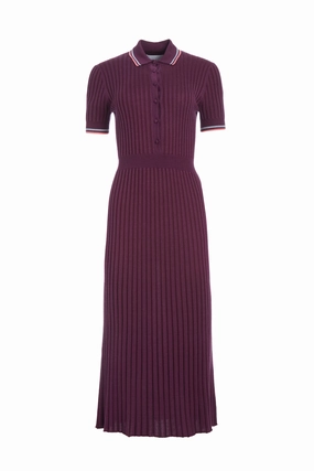 Eyot Knit Maxi Dress in Italian Plum Cashmere Silk Simple Layered City Style