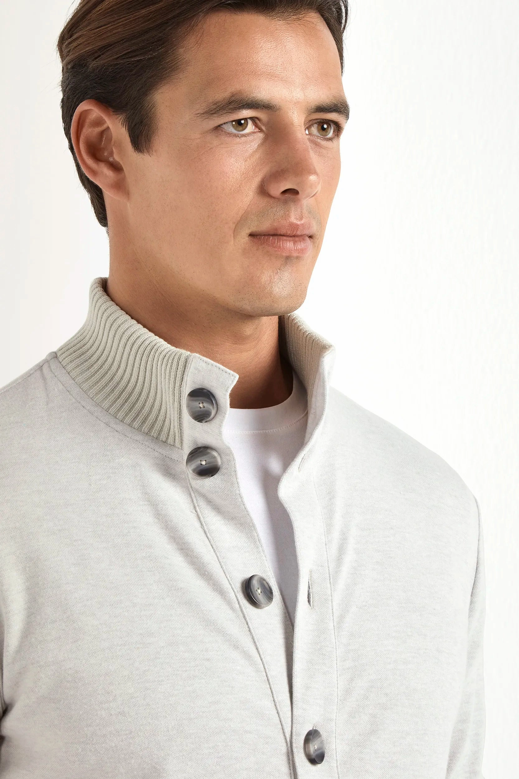 Stone jersey cardigan - Made in Italy All Fit Look Functional Drape