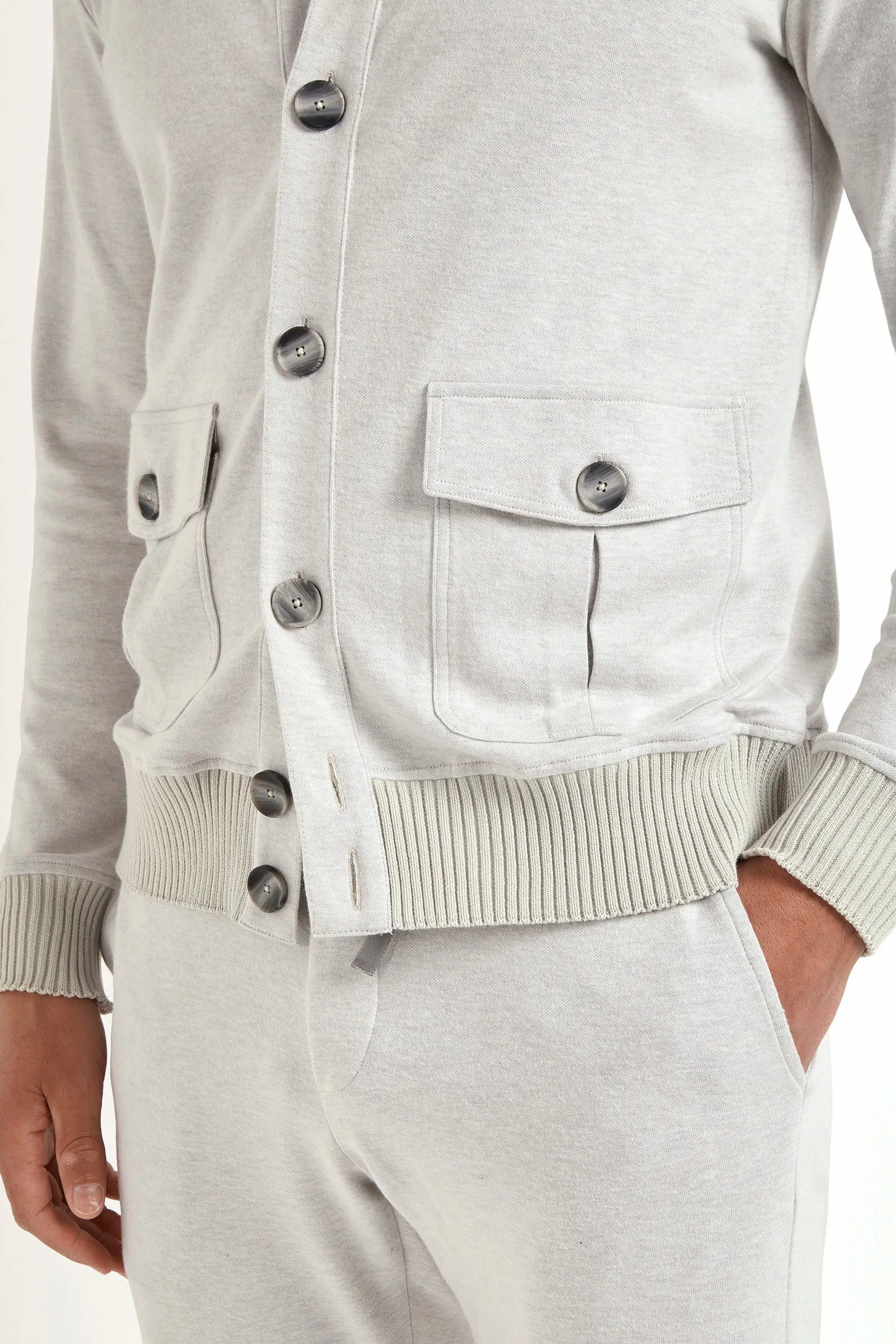 Fresh Casual Wear Stone jersey cardigan - Made in Italy