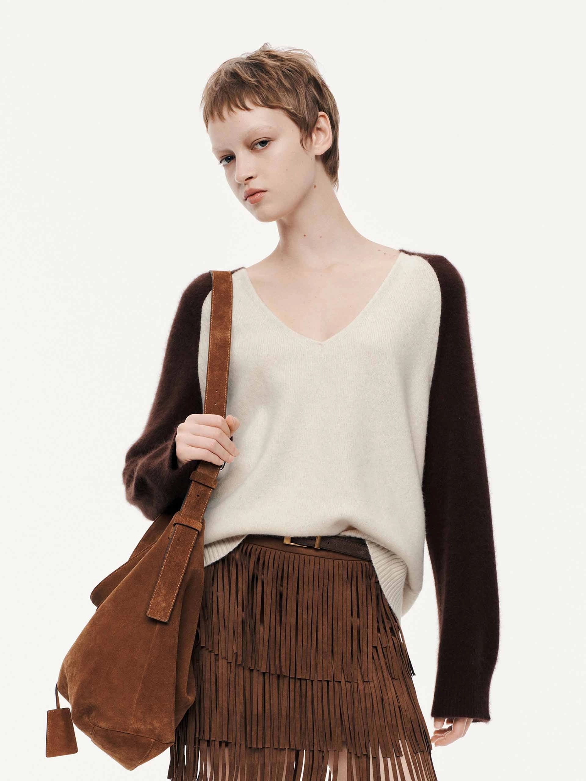 Modern Comfort V-neck Contrast Sweater