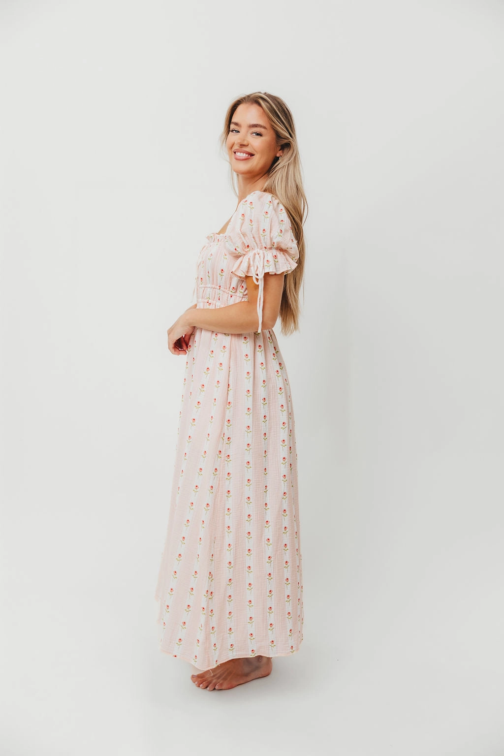 Light Touch Elegant Piece Savanna Steppe 100% Cotton Dress in Pink Rose - Bump Friendly & Inclusive Sizing